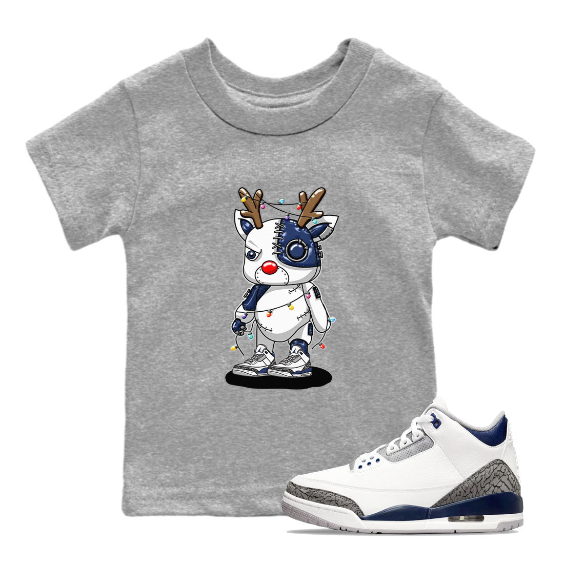 Cyborg Reindeer snkmatch Tees Kids - Air Jordan 3 Midnight Navy 2023