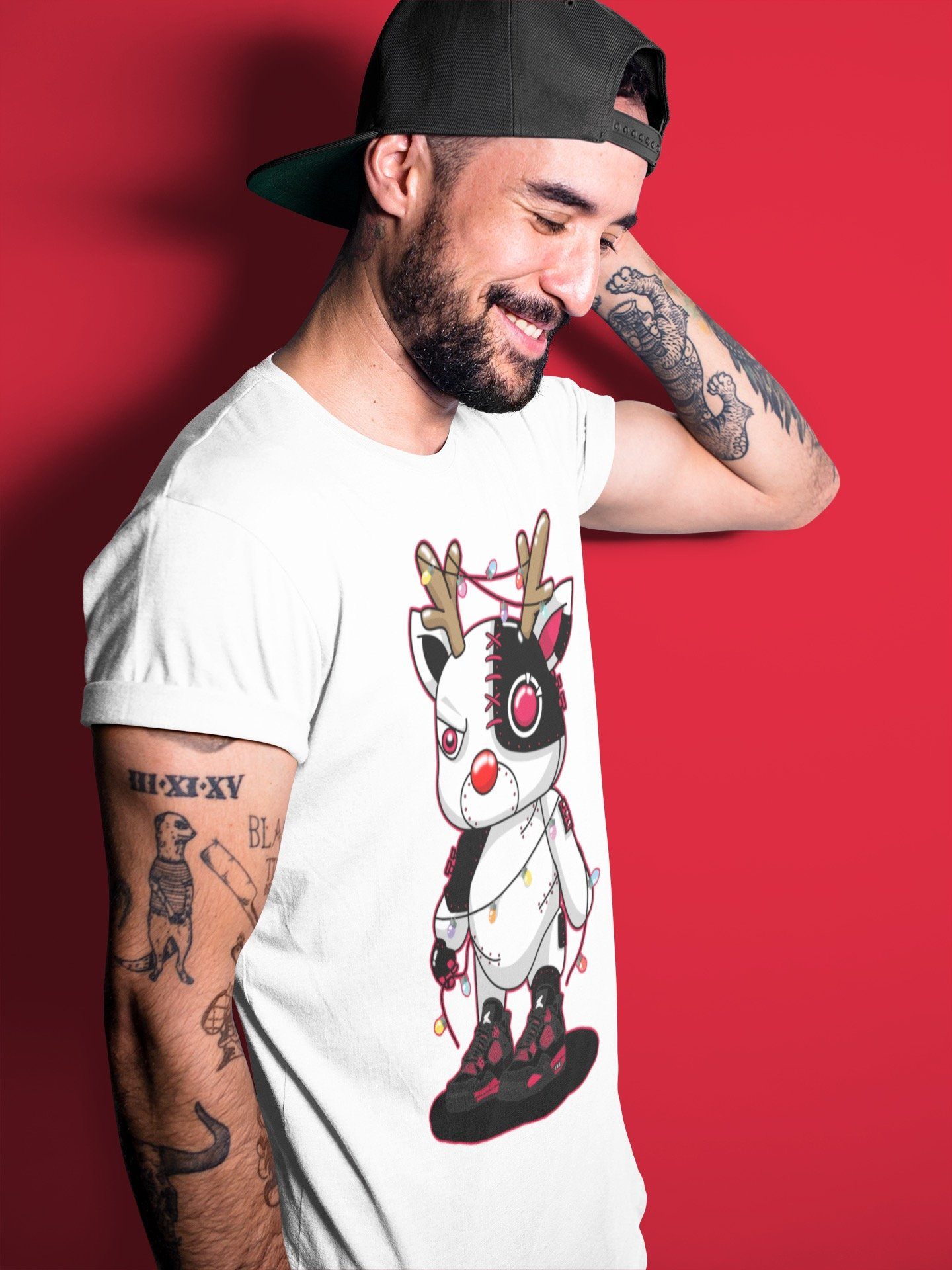 Cyborg Reindeer Unisex Tops - Air Jordan 4 Red Thunder