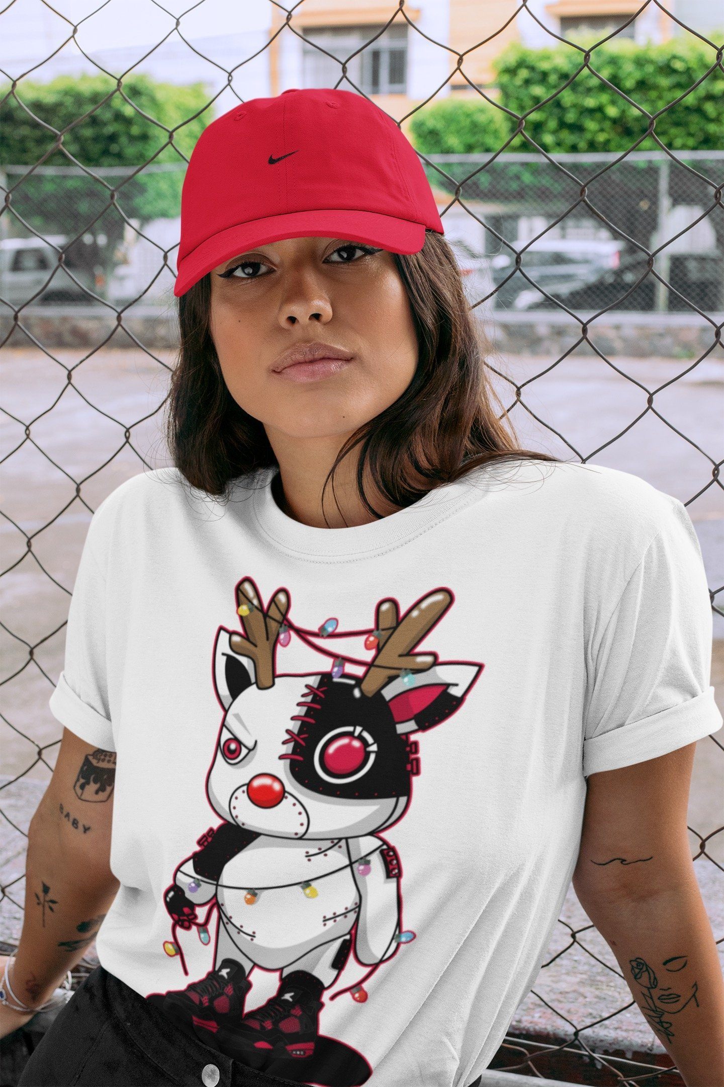 Cyborg Reindeer Unisex Tops - Air Jordan 4 Red Thunder