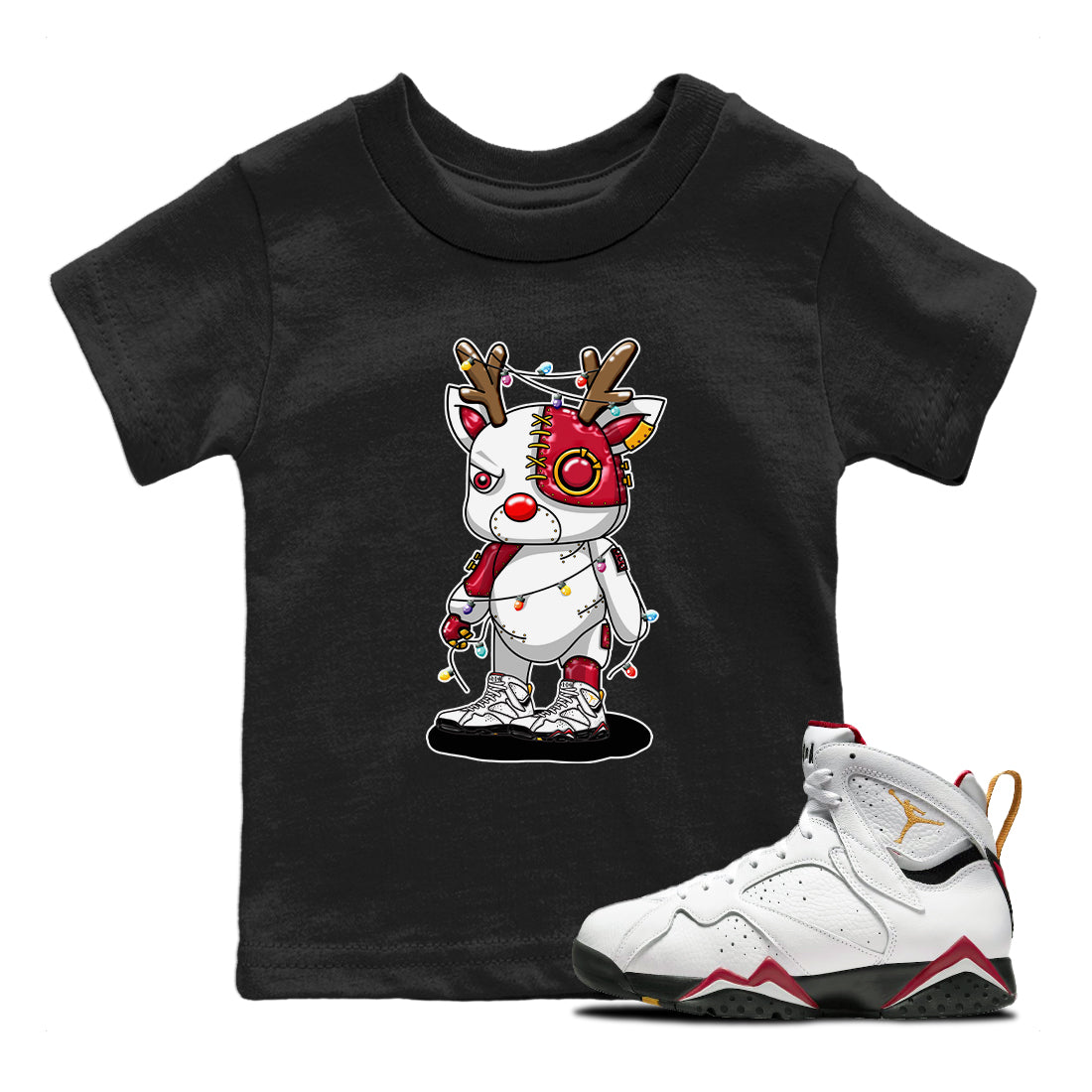 Cyborg Reindeer Kids Tops - Air Jordan 7 Cardinal
