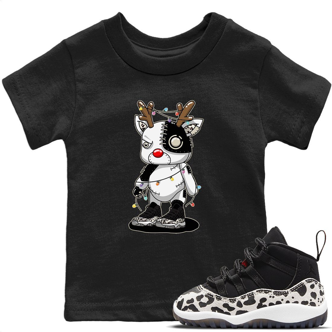 Cyborg Reindeer Kids Tops - Air Jordan 11 Animal Instinct