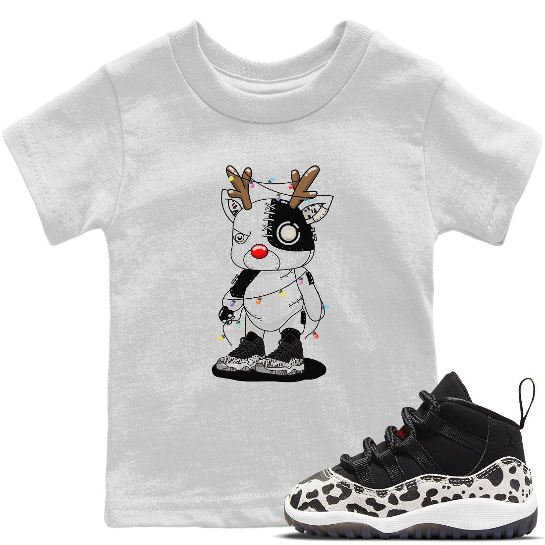 Cyborg Reindeer Kids Tops - Air Jordan 11 Animal Instinct