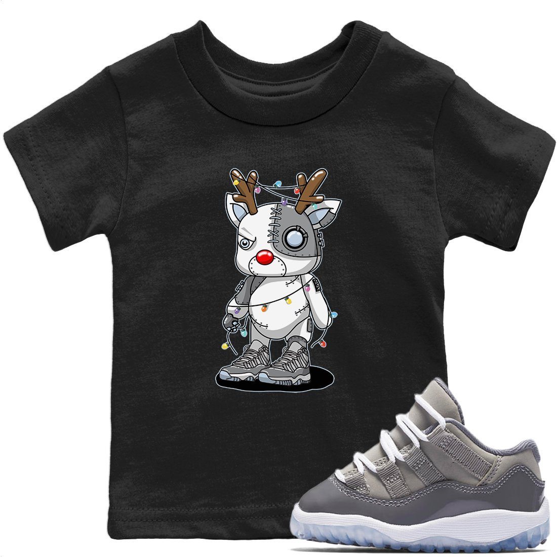 Cyborg Reindeer Kids Tops - Air Jordan 11 Cool Grey
