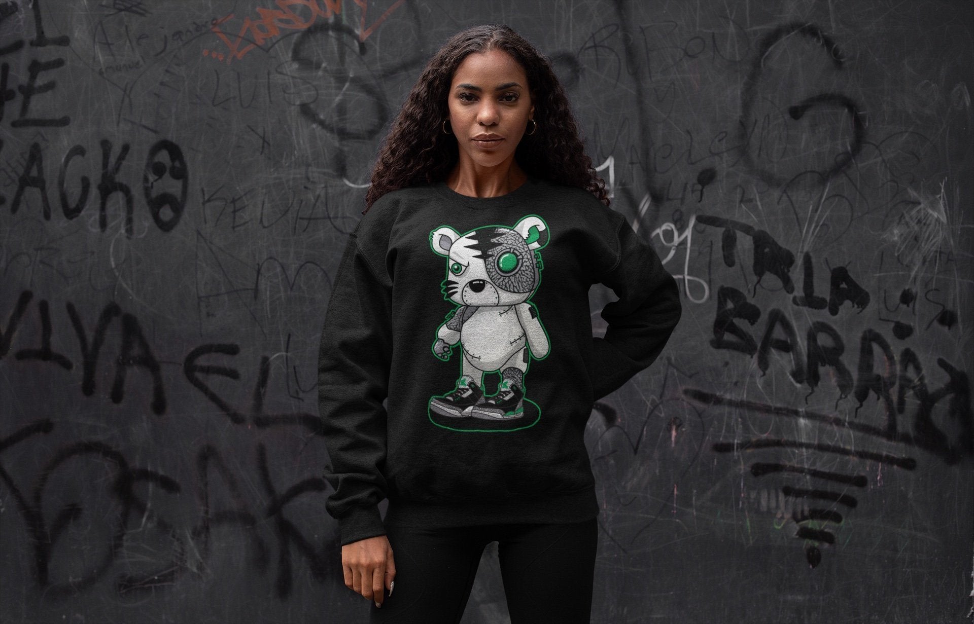 Cyborg Tiger Unisex Tops - Air Jordan 3 Pine Green