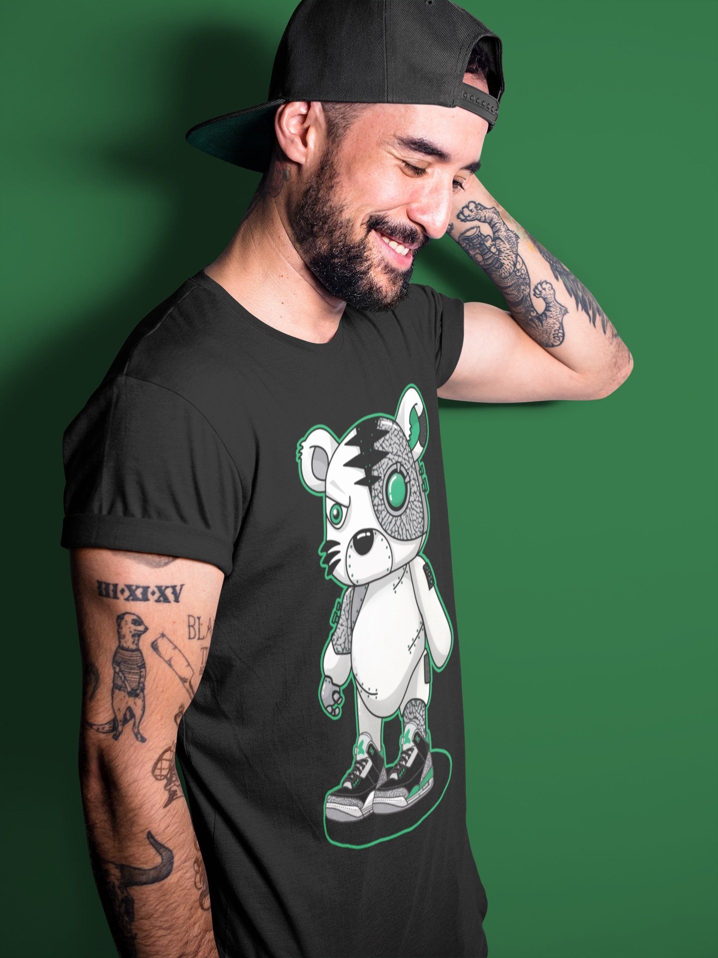 Cyborg Tiger Unisex Tops - Air Jordan 3 Pine Green