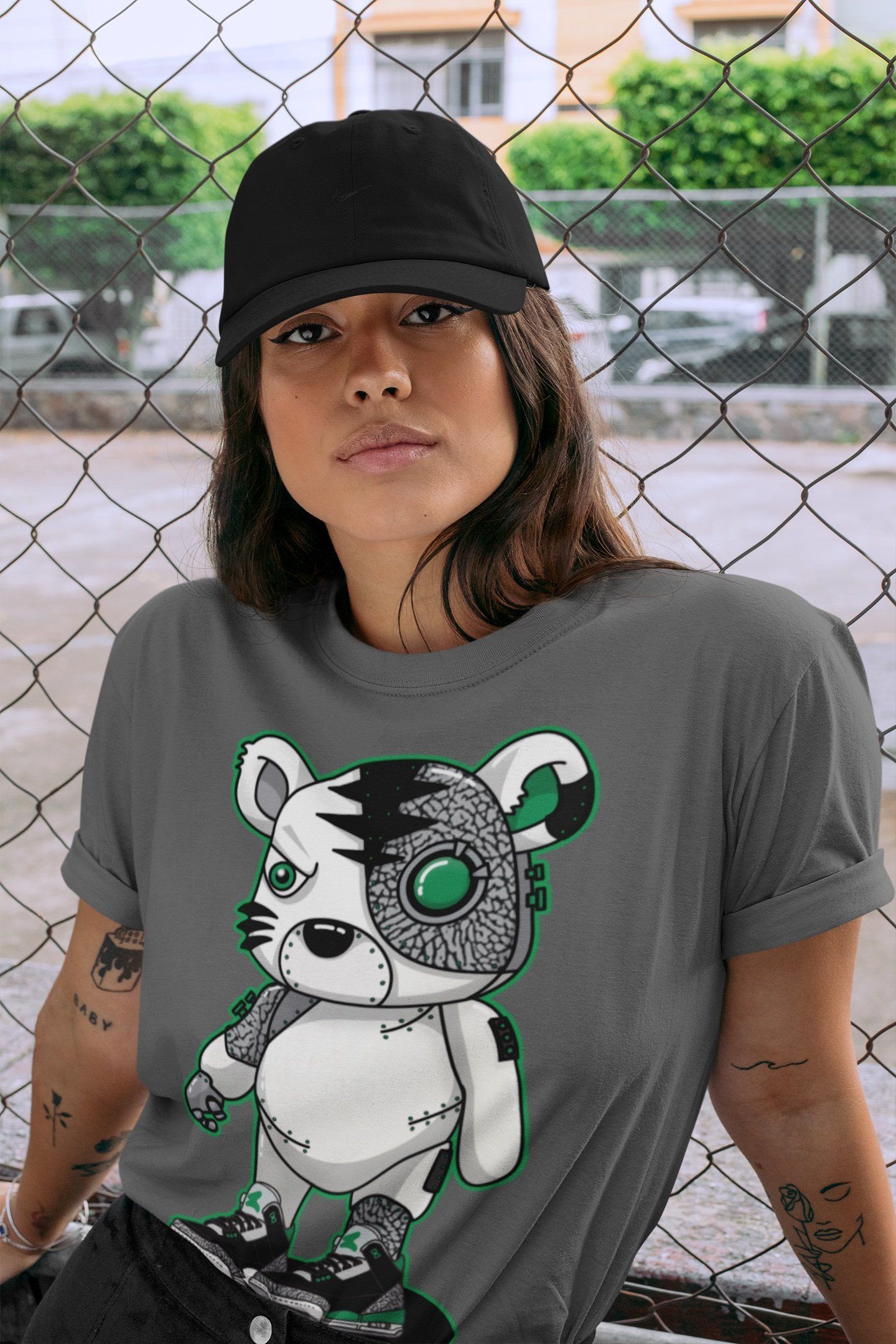 Cyborg Tiger Unisex Tops - Air Jordan 3 Pine Green