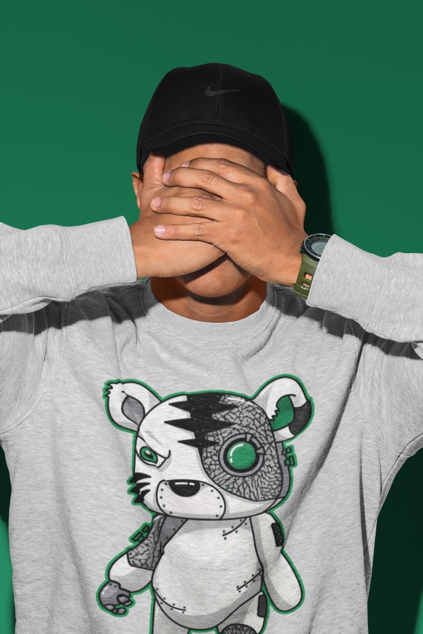 Cyborg Tiger Unisex Tops - Air Jordan 3 Pine Green
