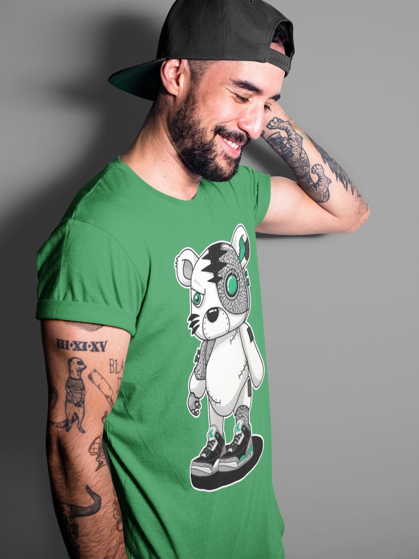 Cyborg Tiger Unisex Tops - Air Jordan 3 Pine Green