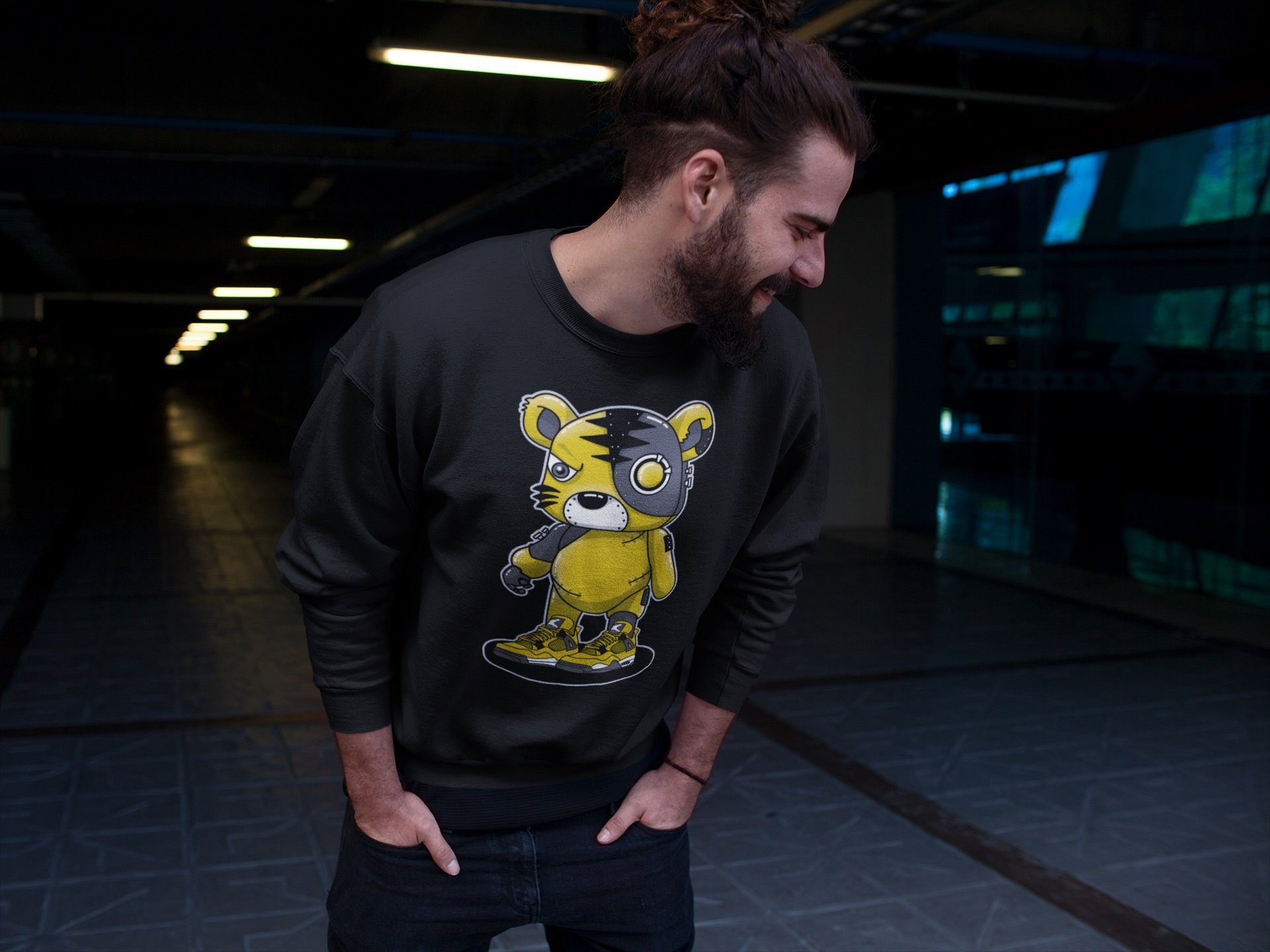 Cyborg Tiger Unisex Tops - Air Jordan 4 Lightning