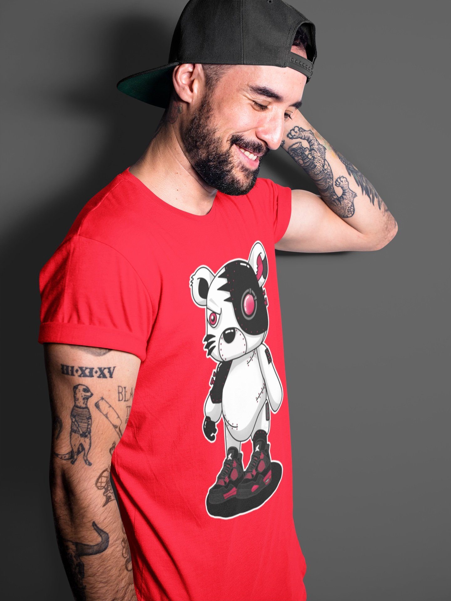 Cyborg Tiger Unisex Tops - Air Jordan 4 Red Thunder