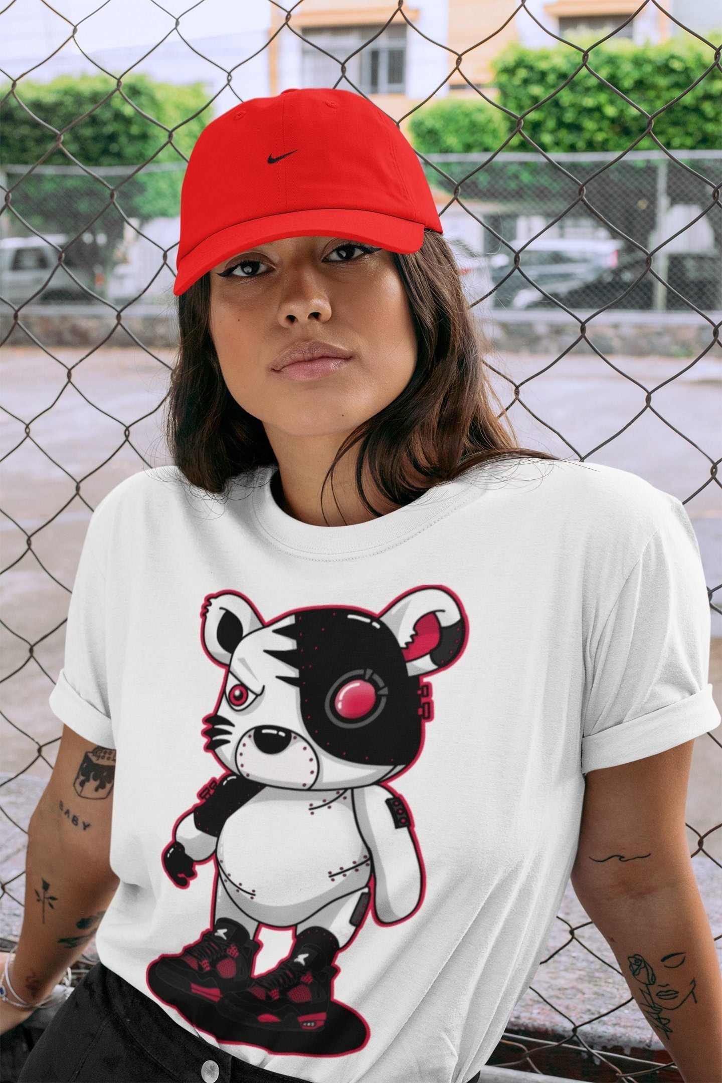 Cyborg Tiger Unisex Tops - Air Jordan 4 Red Thunder