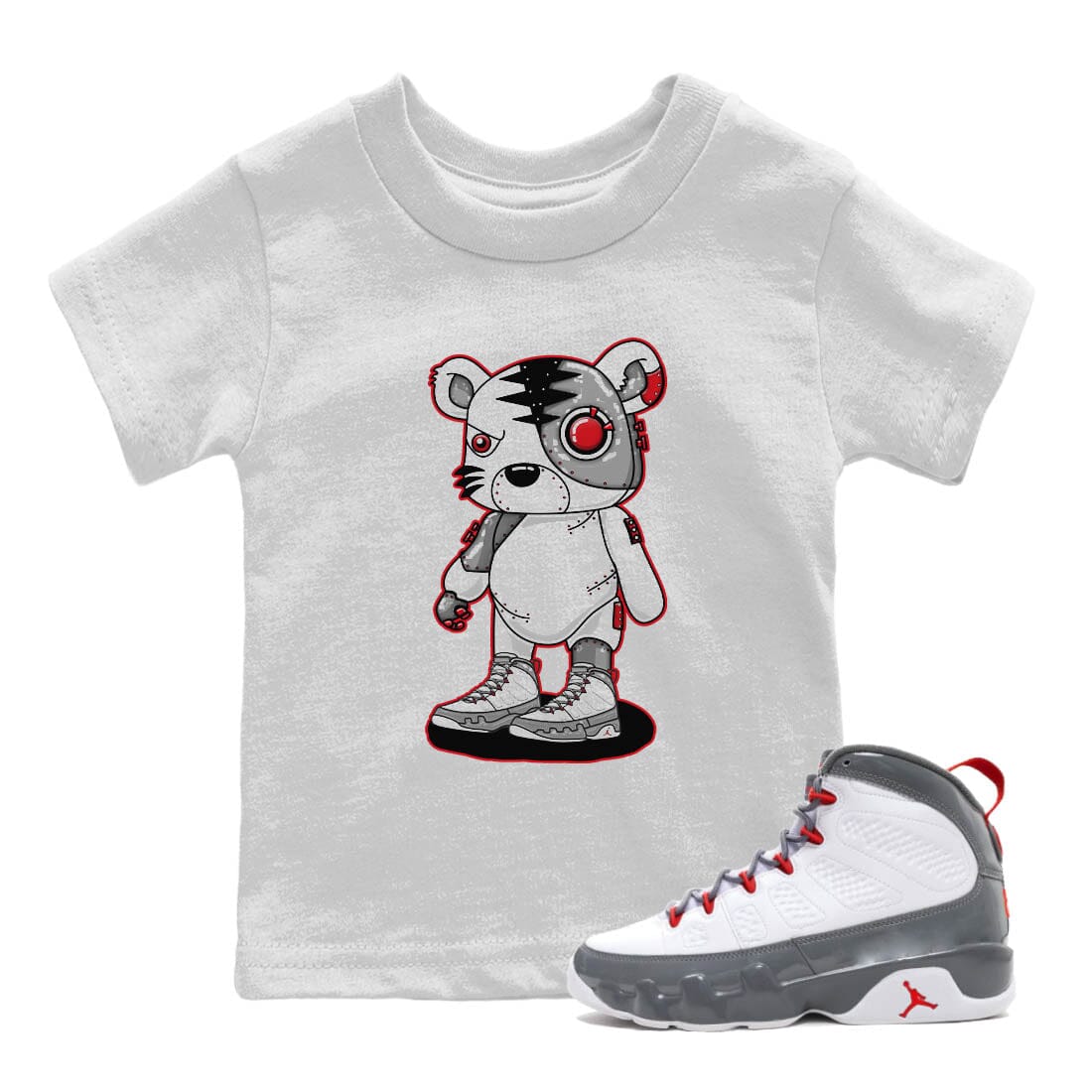 Cyborg Tiger Kids Tops - Air Jordan 9 Fire Red