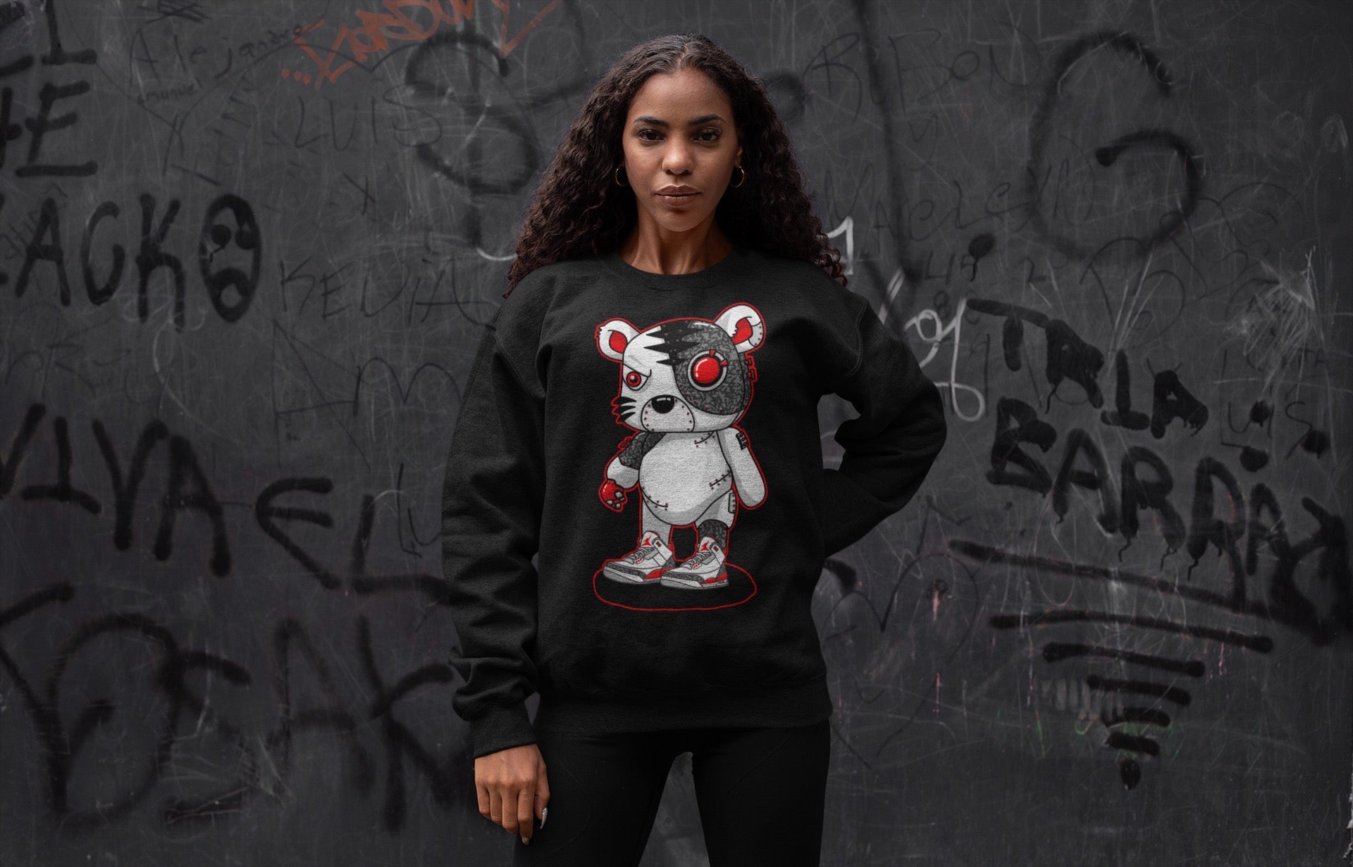 Cyborg Tiger Unisex Tops - Air Jordan 3 Fire Red