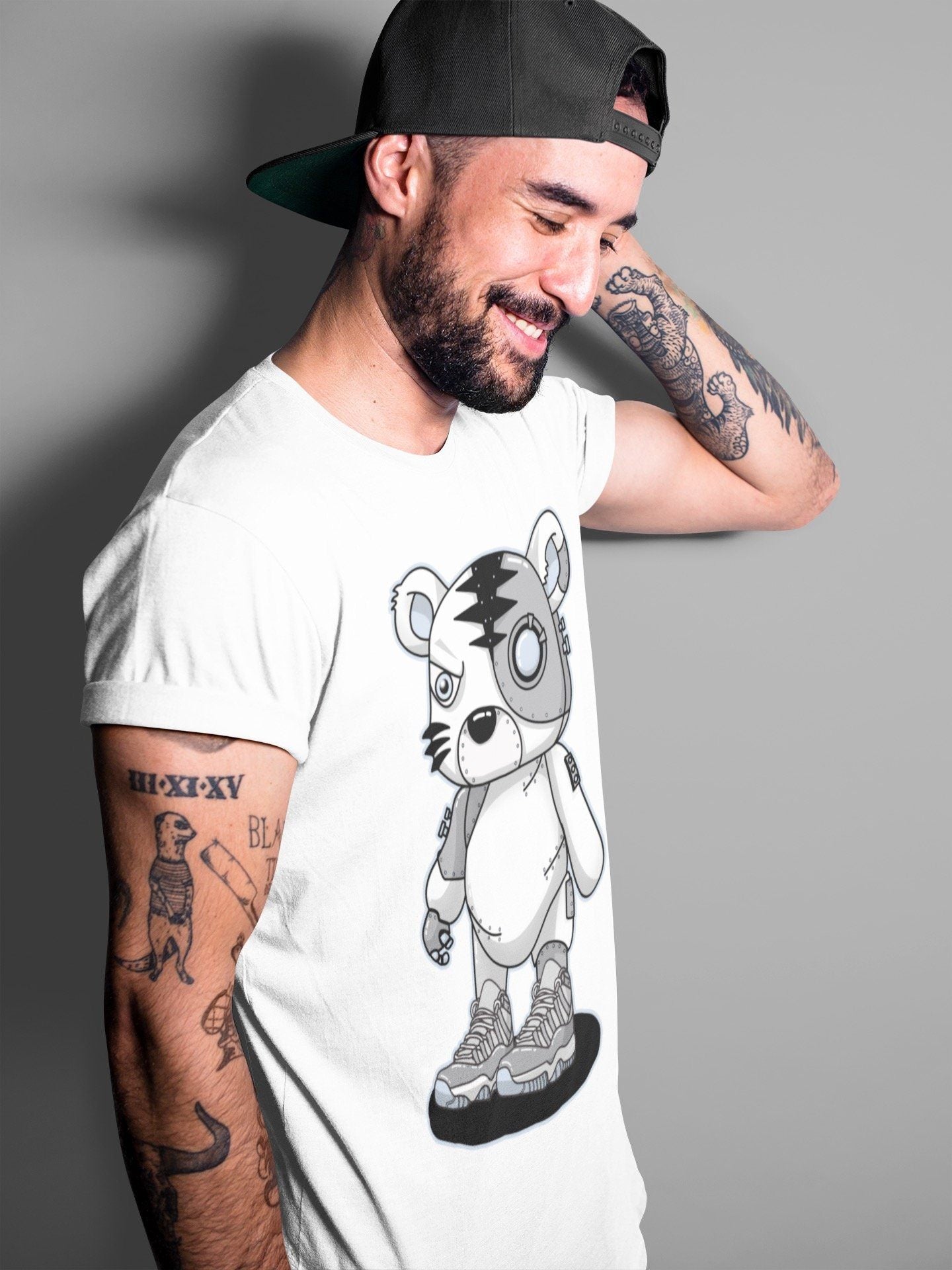 Cyborg Tiger Unisex Tops - Air Jordan 11 Cool Grey