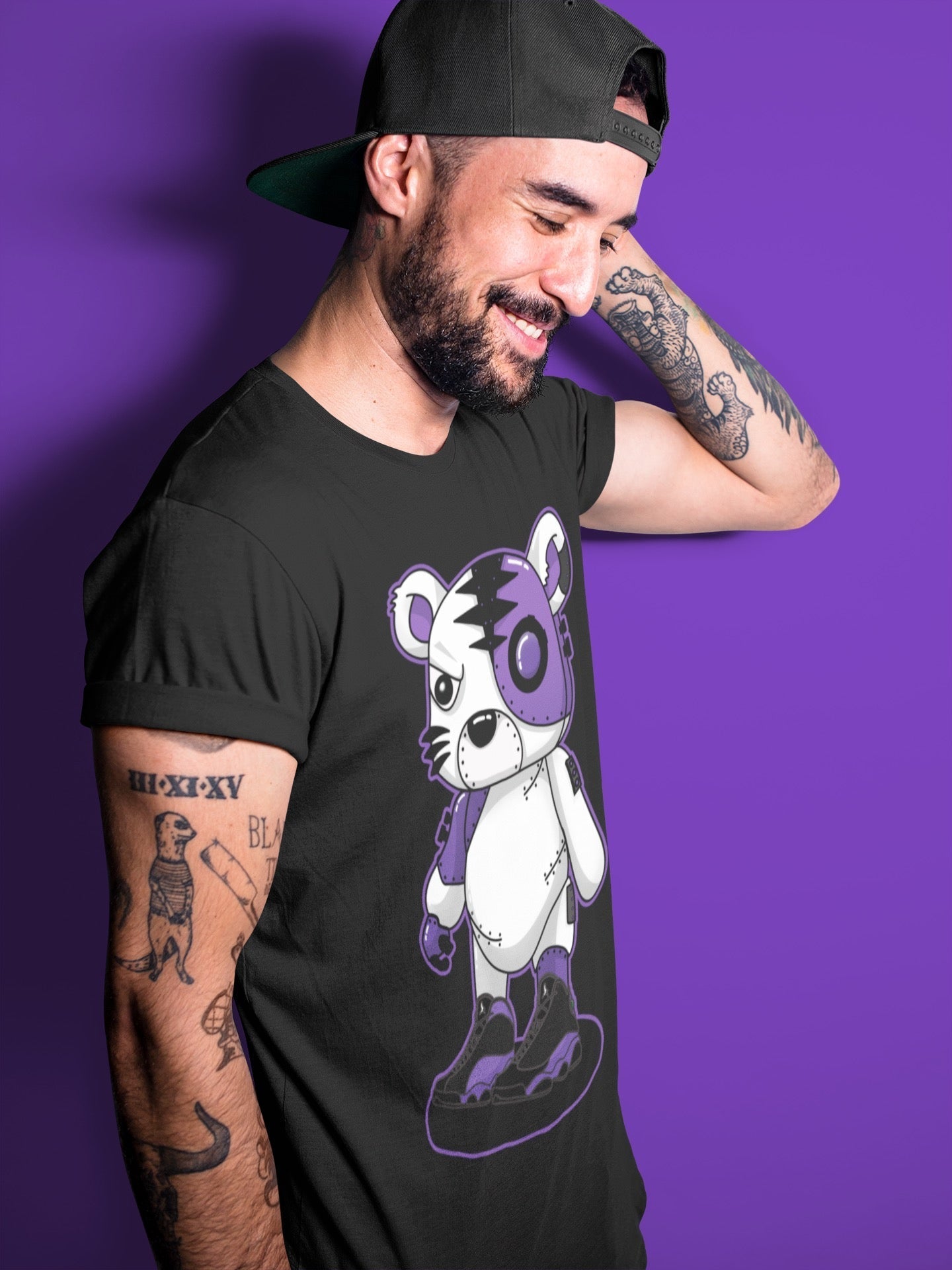 Cyborg Tiger Unisex Tops - Air Jordan 13 Court Purple