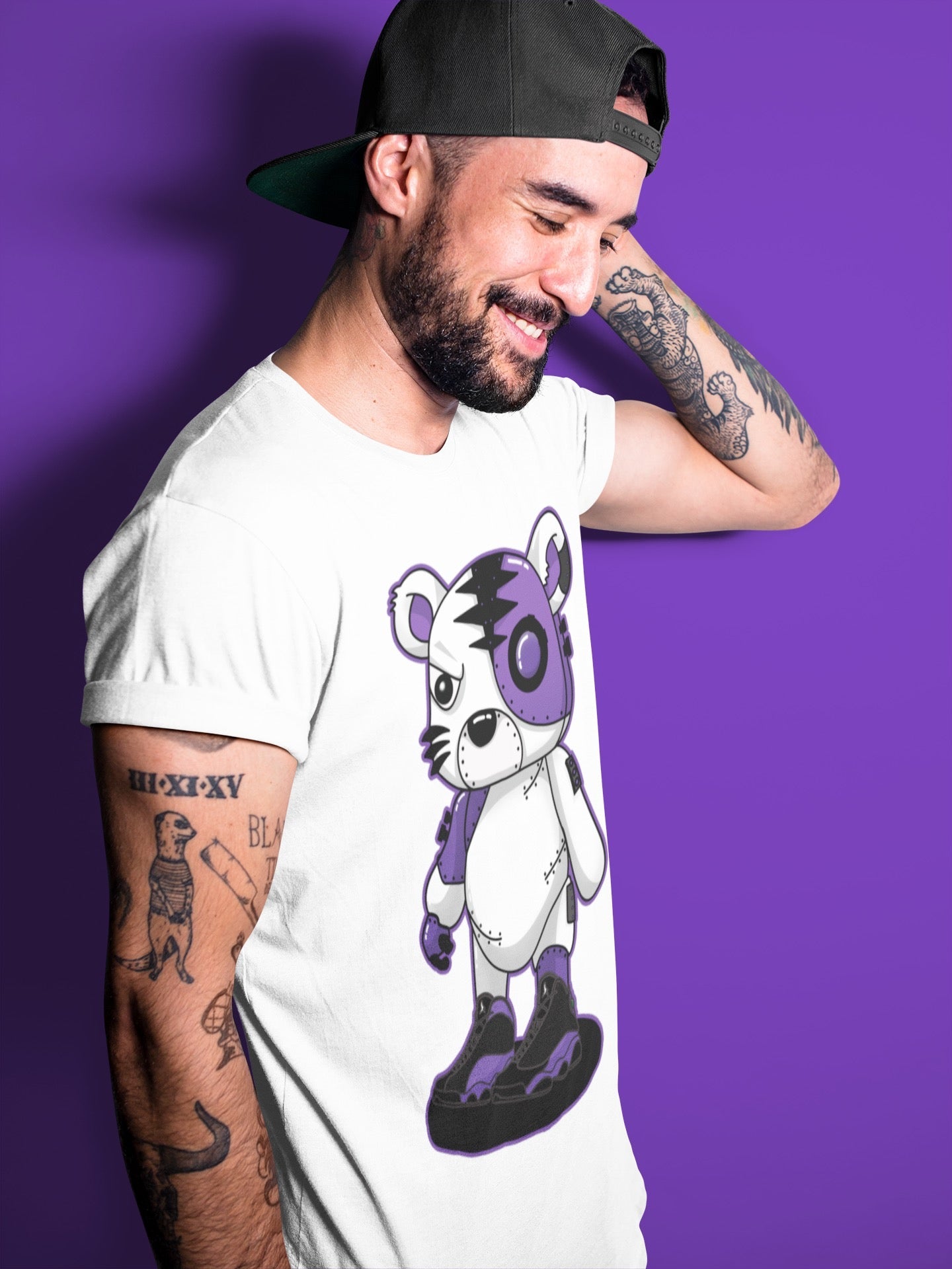 Cyborg Tiger Unisex Tops - Air Jordan 13 Court Purple