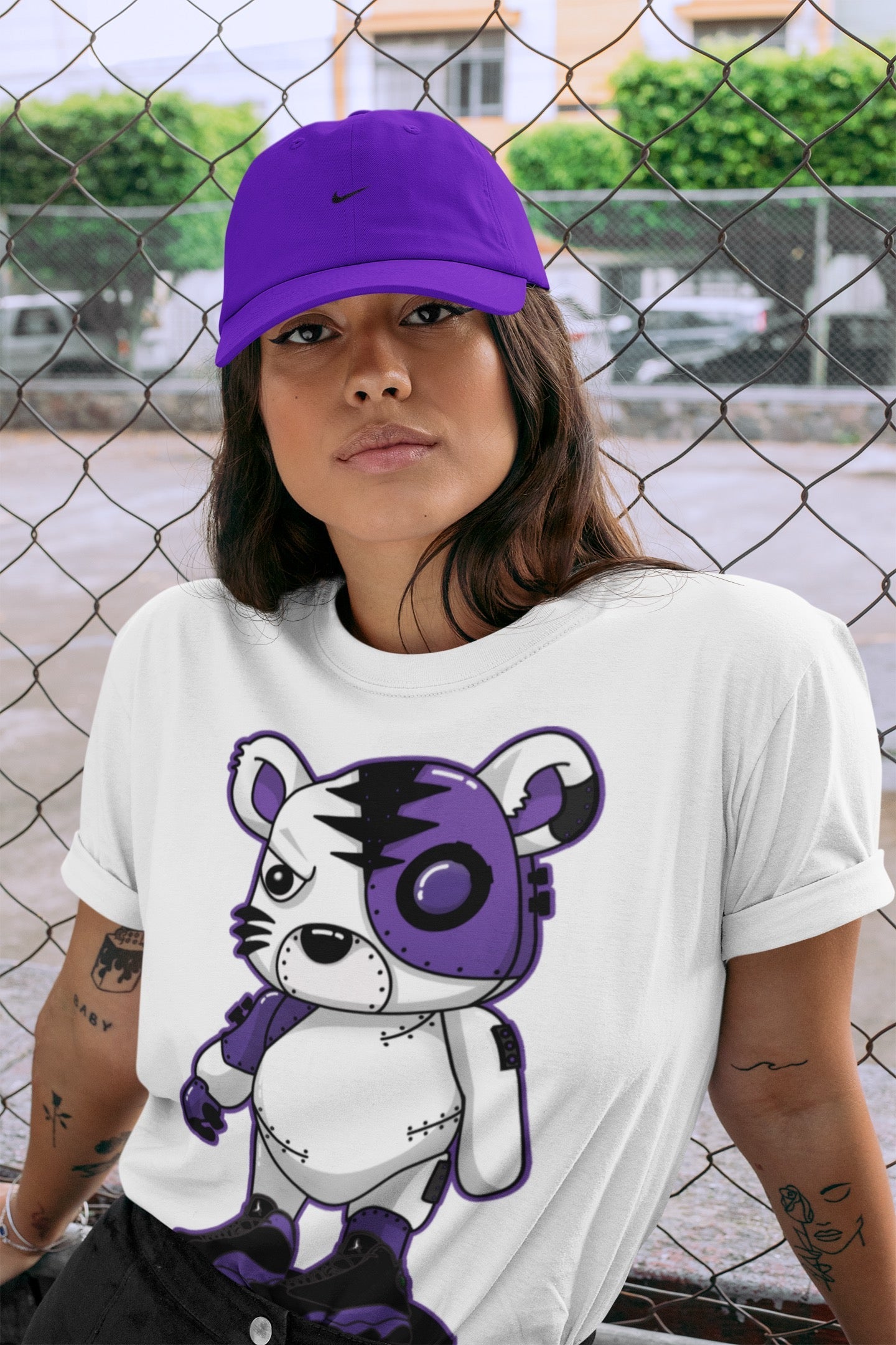 Cyborg Tiger Unisex Tops - Air Jordan 13 Court Purple
