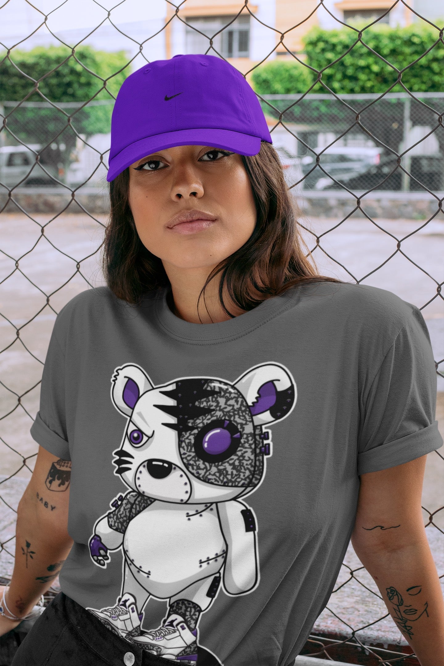 Cyborg Tiger Unisex Tops - Air Jordan 3 Dark Iris