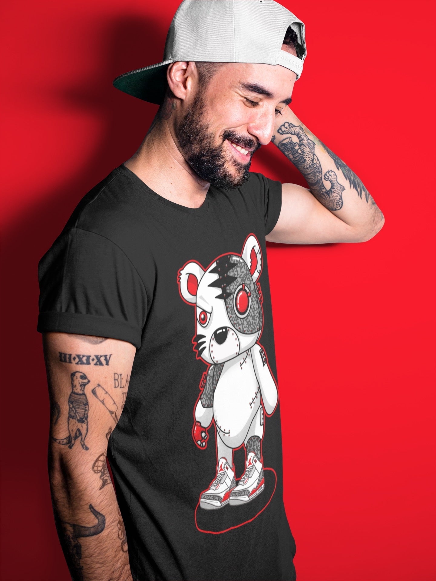 Cyborg Tiger Unisex Tops - Air Jordan 3 Fire Red