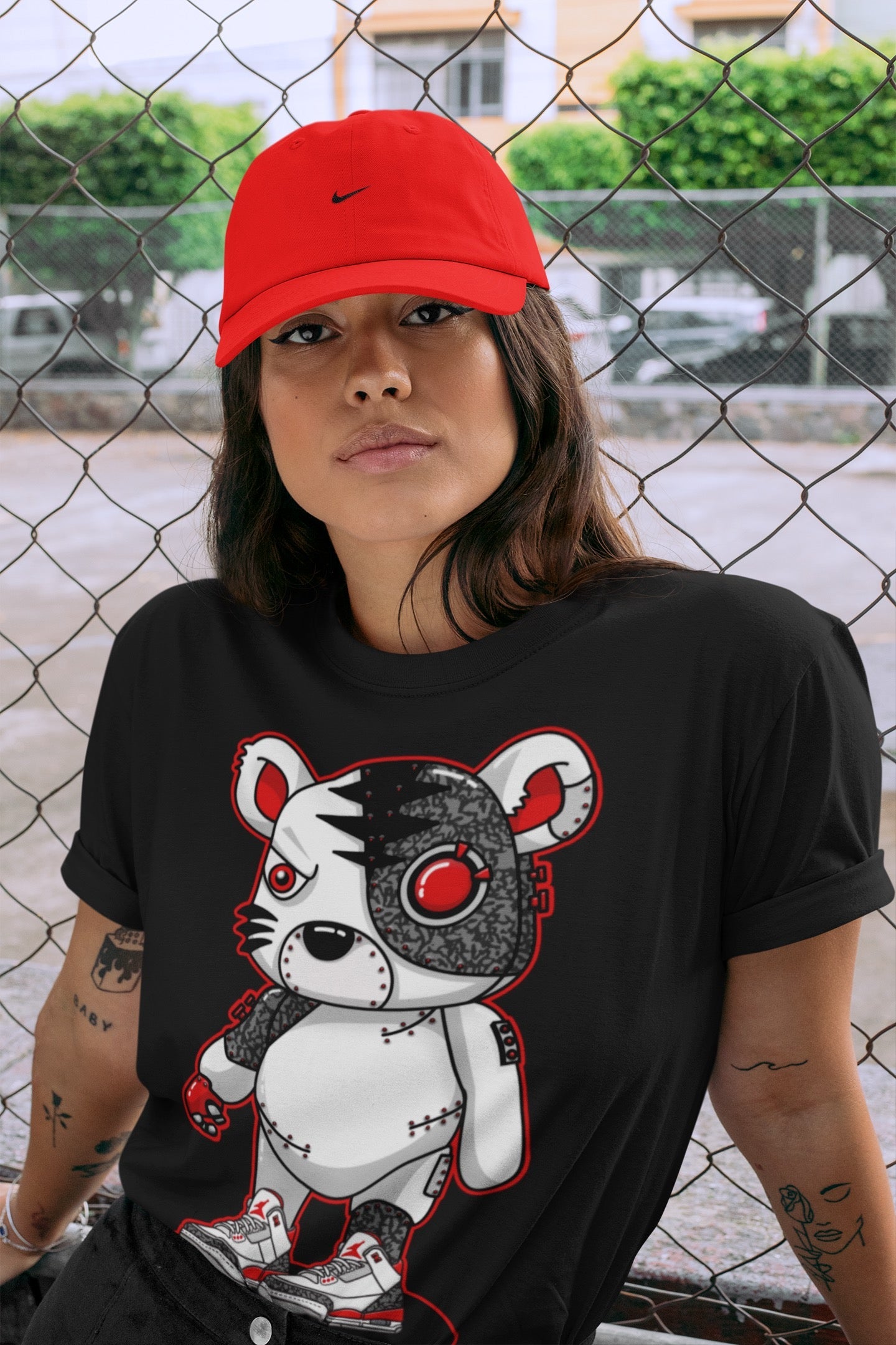 Cyborg Tiger Unisex Tops - Air Jordan 3 Fire Red
