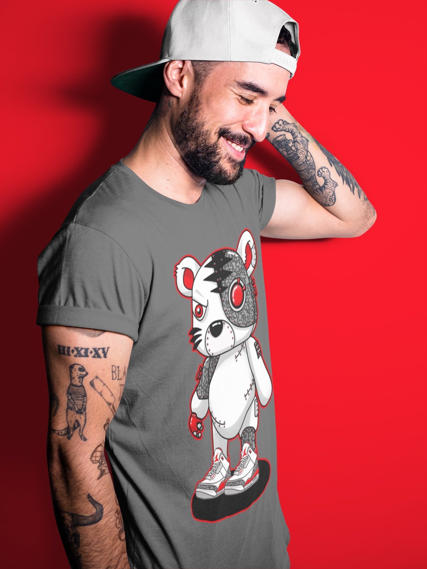 Cyborg Tiger Unisex Tops - Air Jordan 3 Fire Red