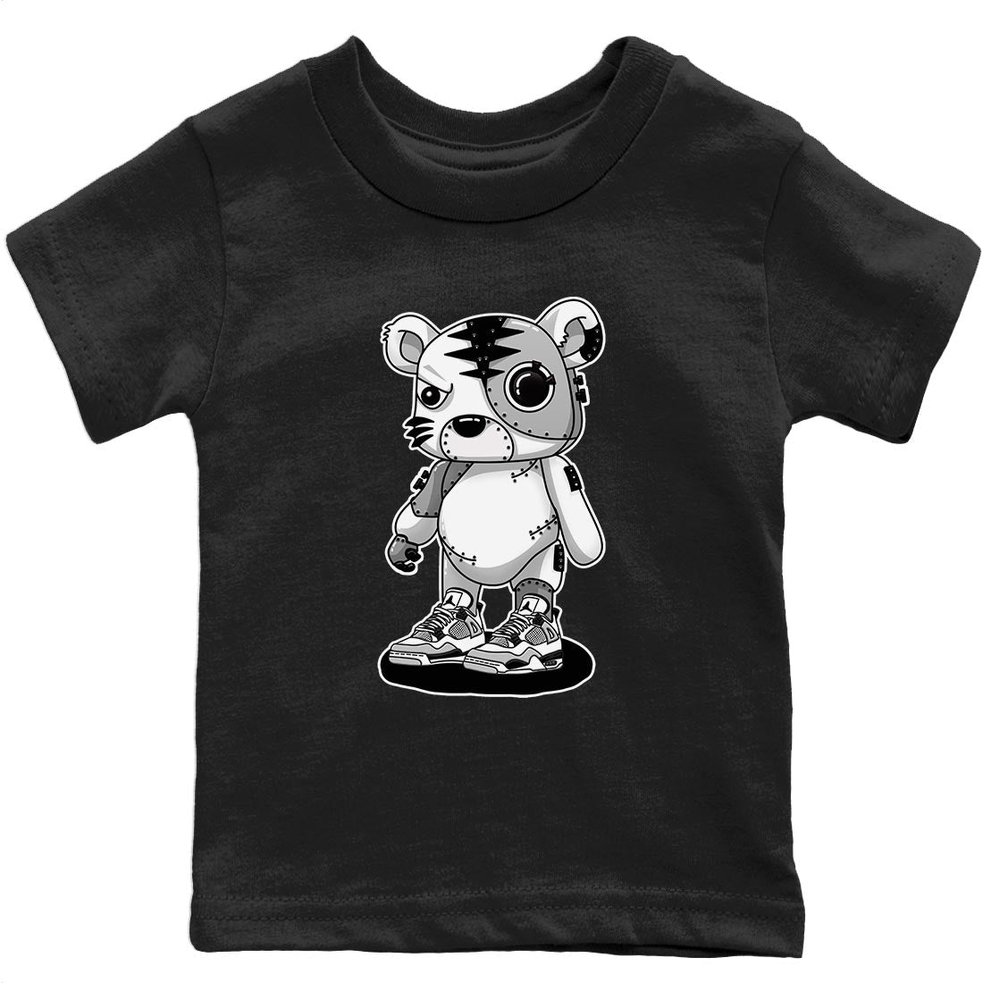 Cyborg Tiger Kids Tops - Air Jordan 4 Military Black