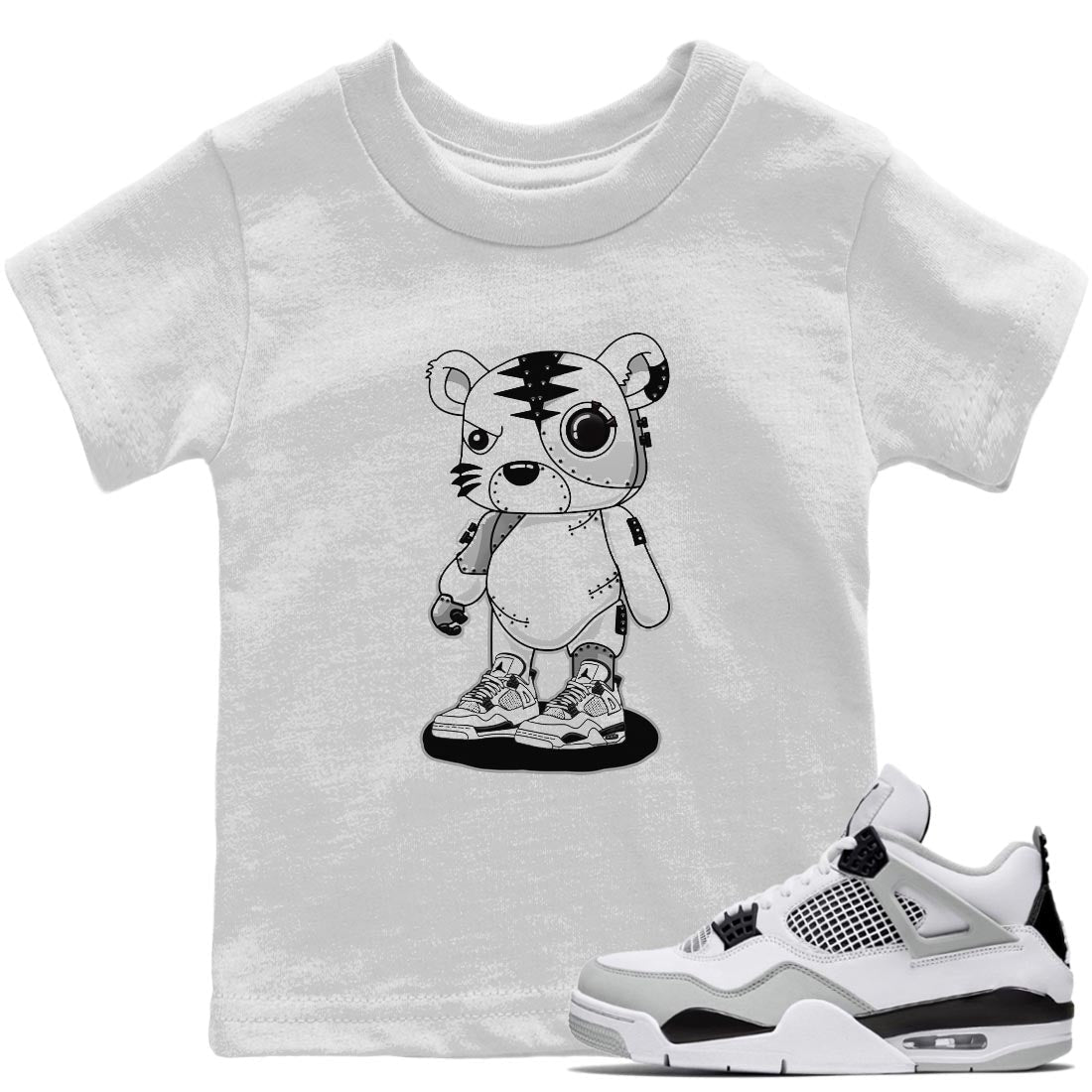 Cyborg Tiger Kids Tops - Air Jordan 4 Military Black
