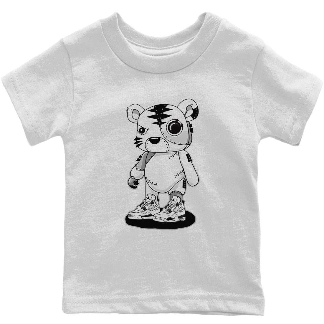 Cyborg Tiger Kids Tops - Air Jordan 4 Military Black