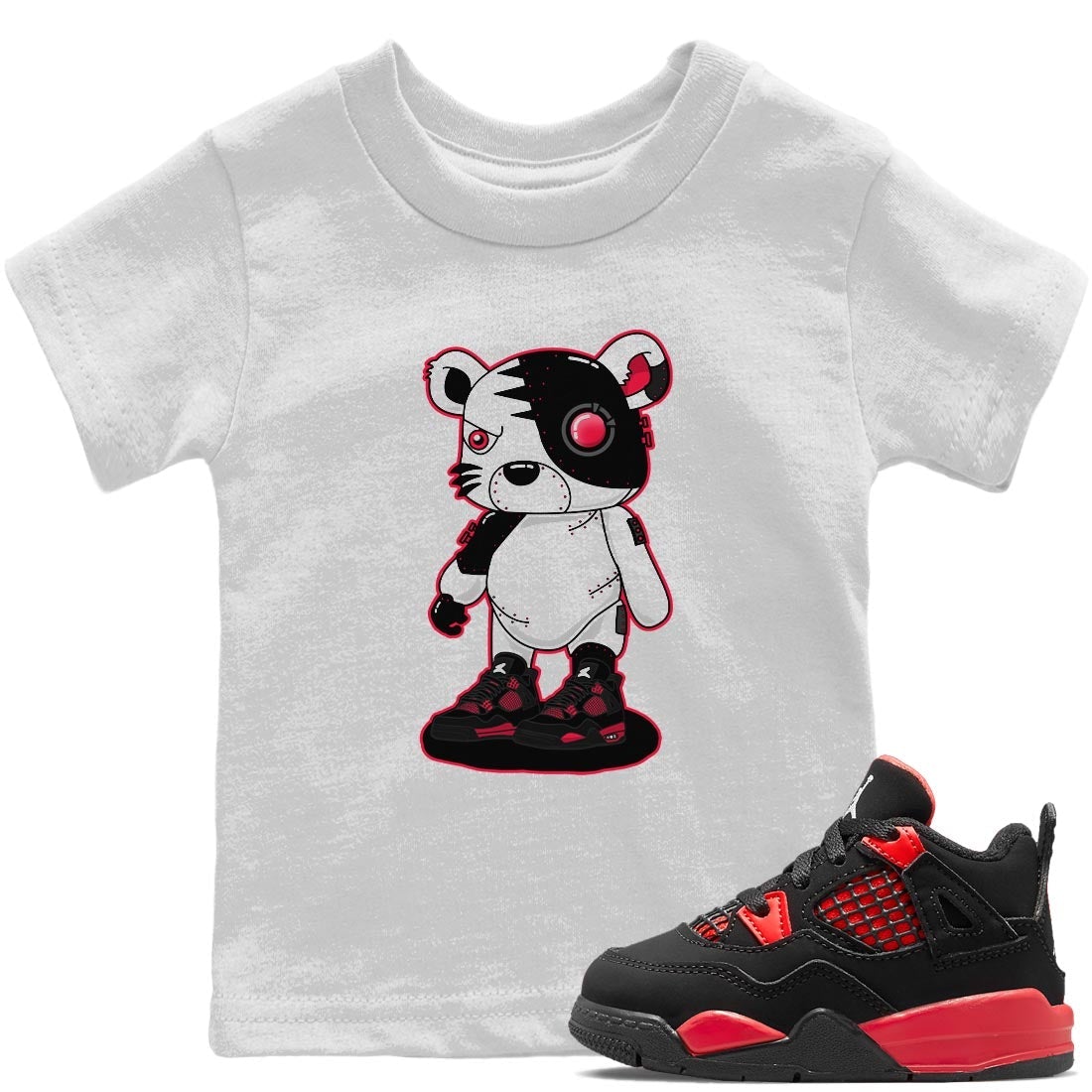 Cyborg Tiger Kids Tops - Air Jordan 4 Red Thunder
