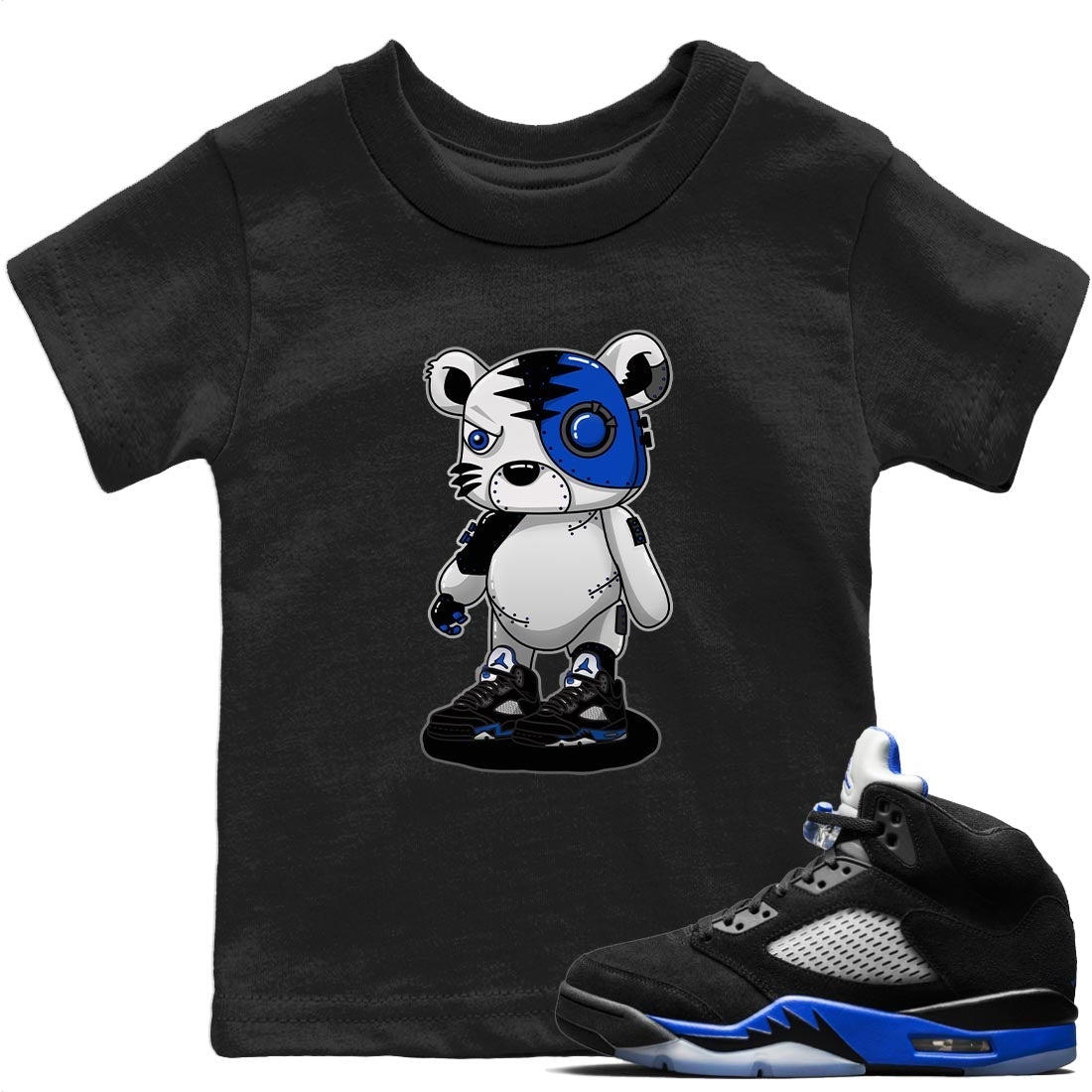 Cyborg Tiger Kids Tops - Air Jordan 5 Racer Blue