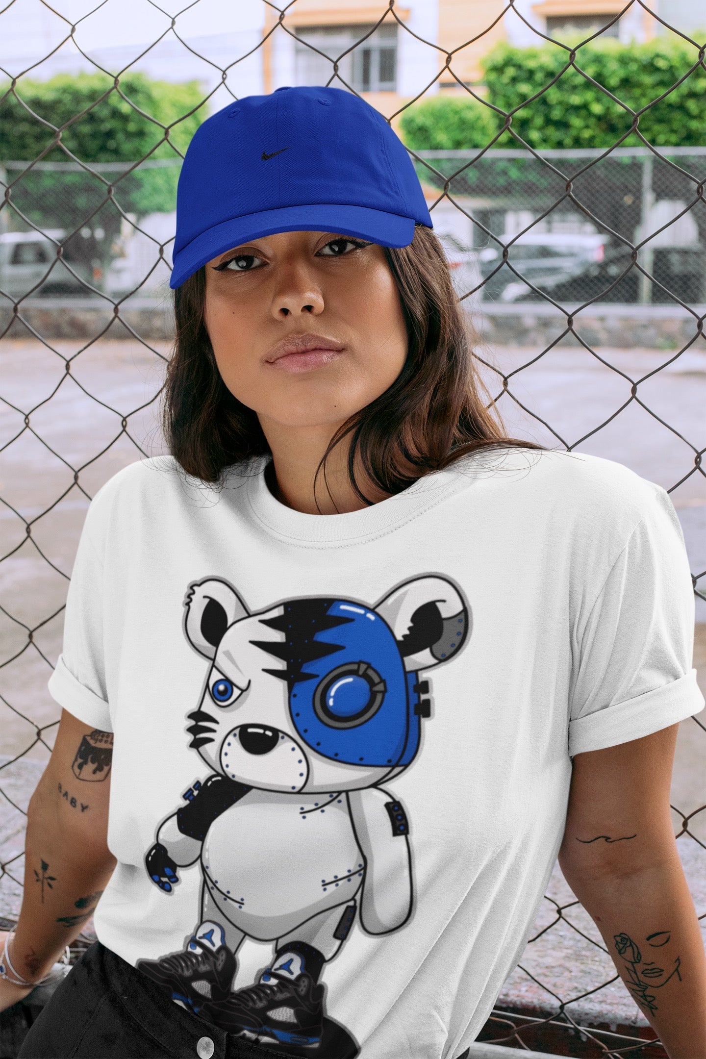 Cyborg Tiger Unisex Tops - Air Jordan 5 Racer Blue