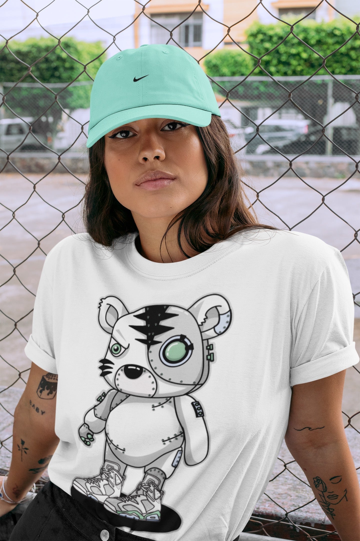 Cyborg Tiger Unisex Tops - Air Jordan 6 Mint Foam