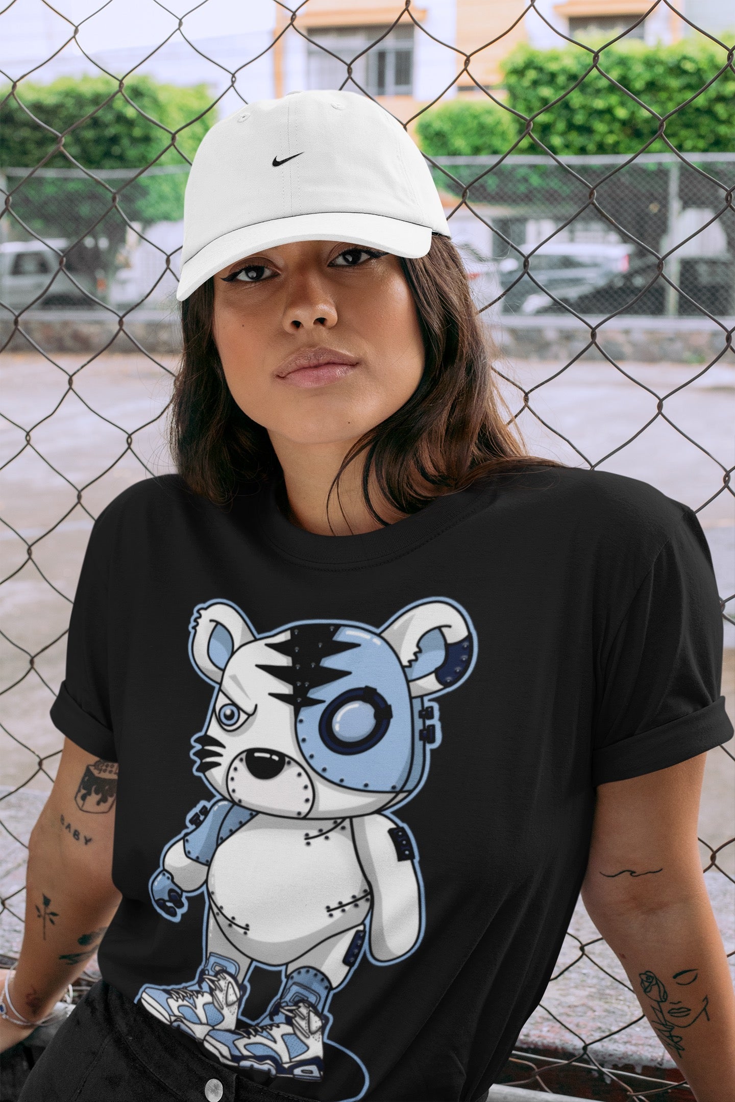 Cyborg Tiger Unisex Tops - Air Jordan 6 UNC
