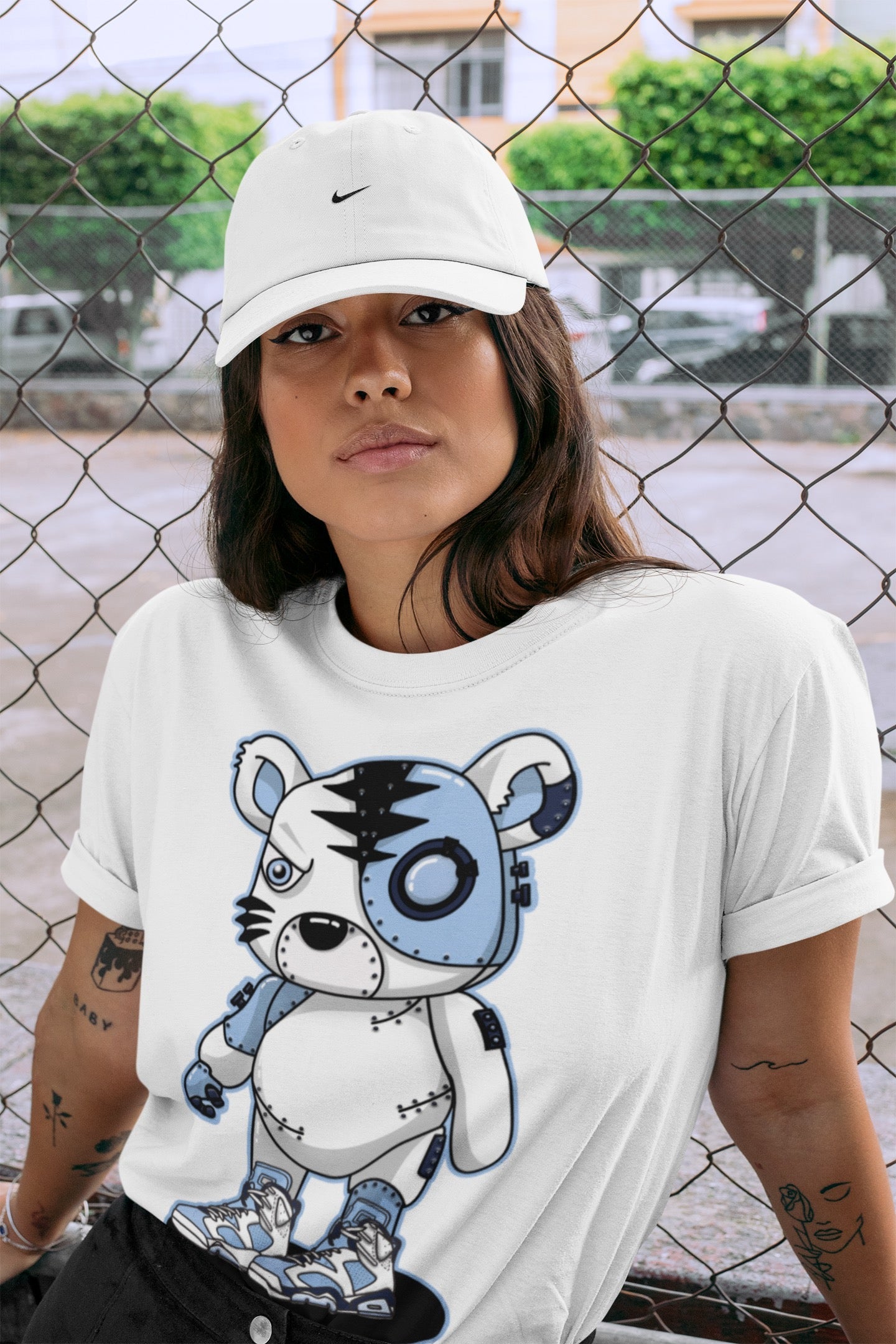 Cyborg Tiger Unisex Tops - Air Jordan 6 UNC
