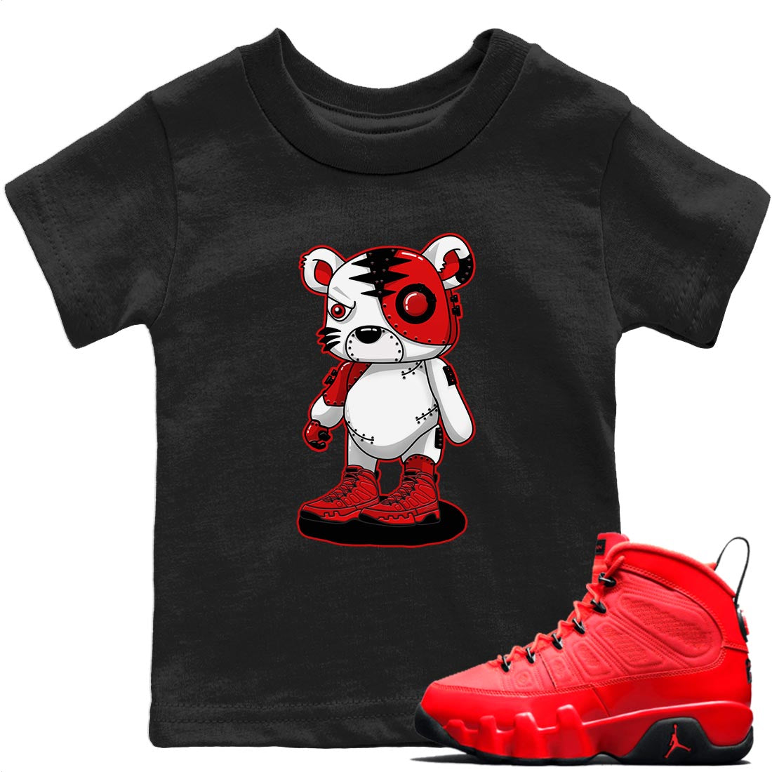 Cyborg Tiger Kids Tops - Air Jordan 9 Chile Red