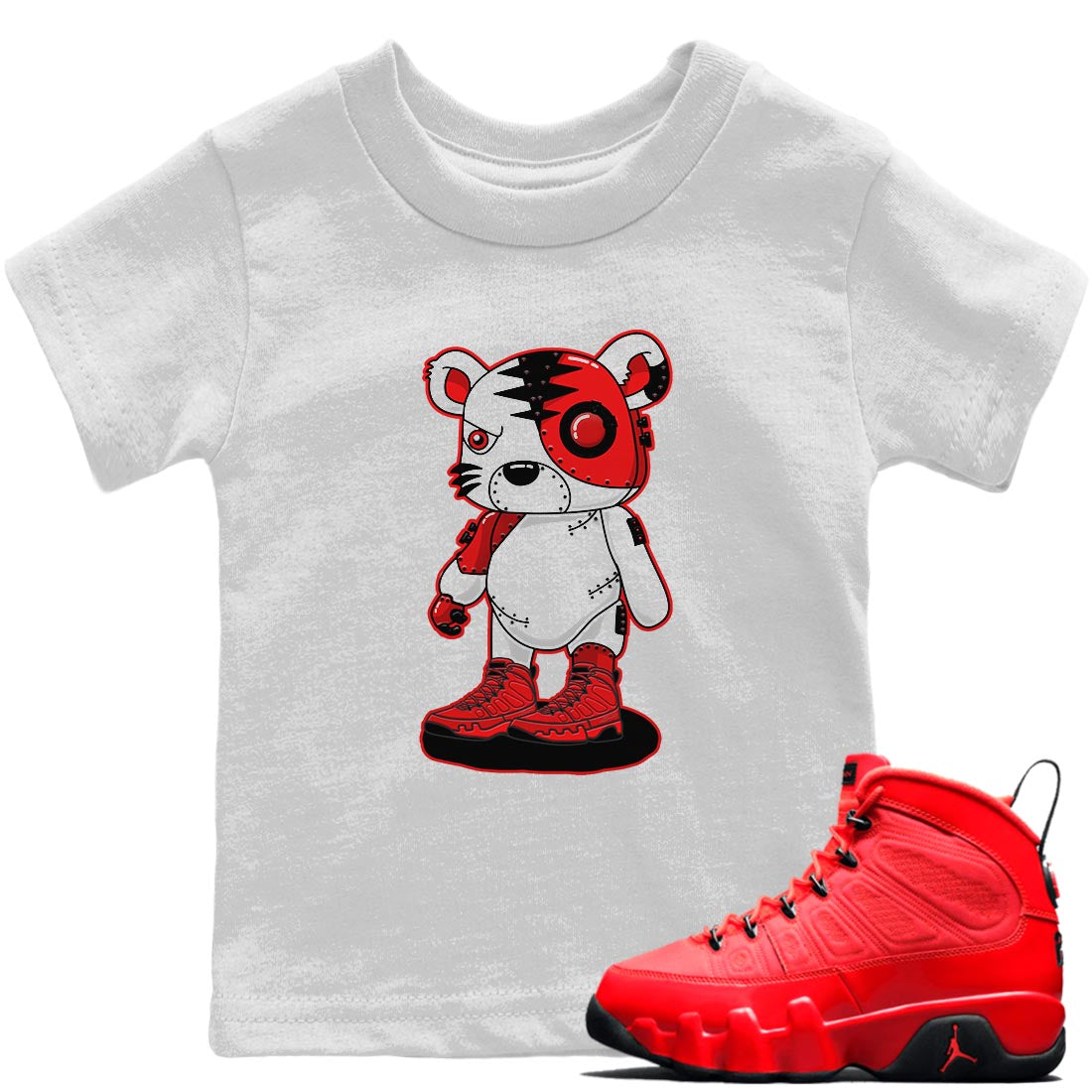 Cyborg Tiger Kids Tops - Air Jordan 9 Chile Red