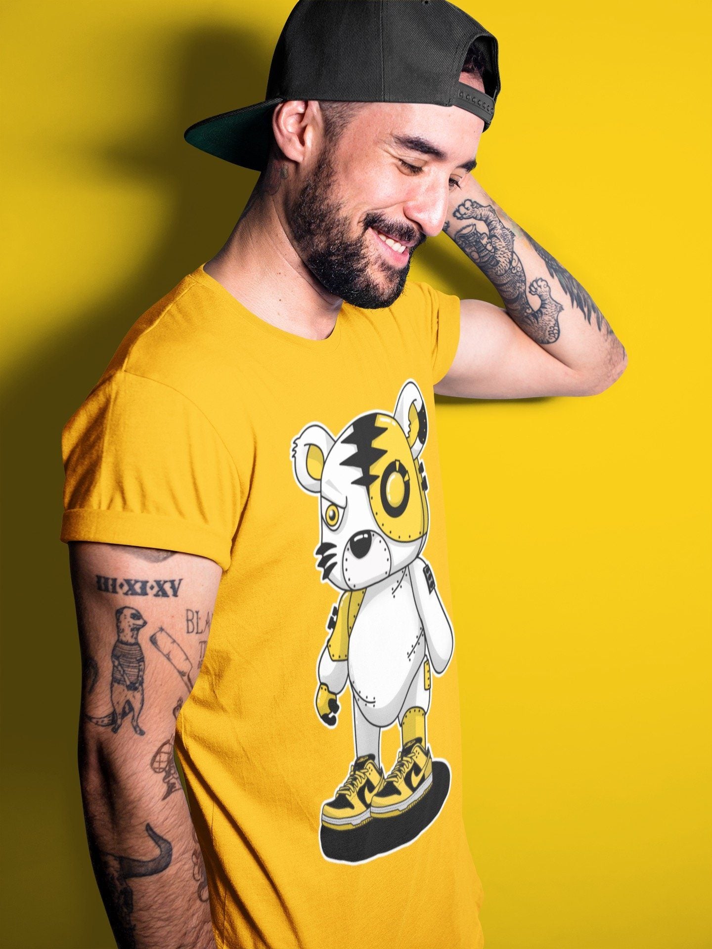 Cyborg Tiger Unisex Tops - Dunk Championship Goldenrod
