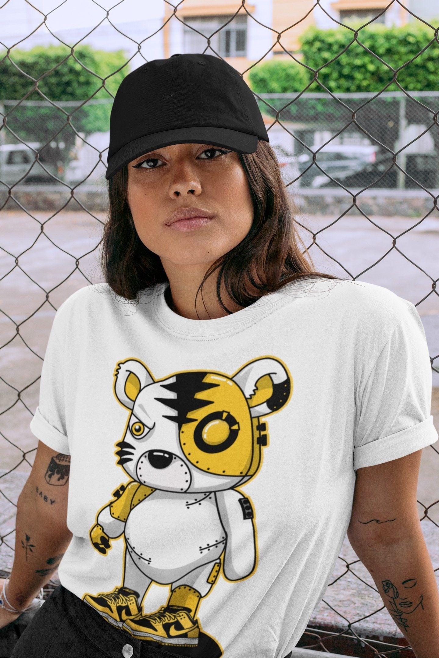 Cyborg Tiger Unisex Tops - Dunk Championship Goldenrod