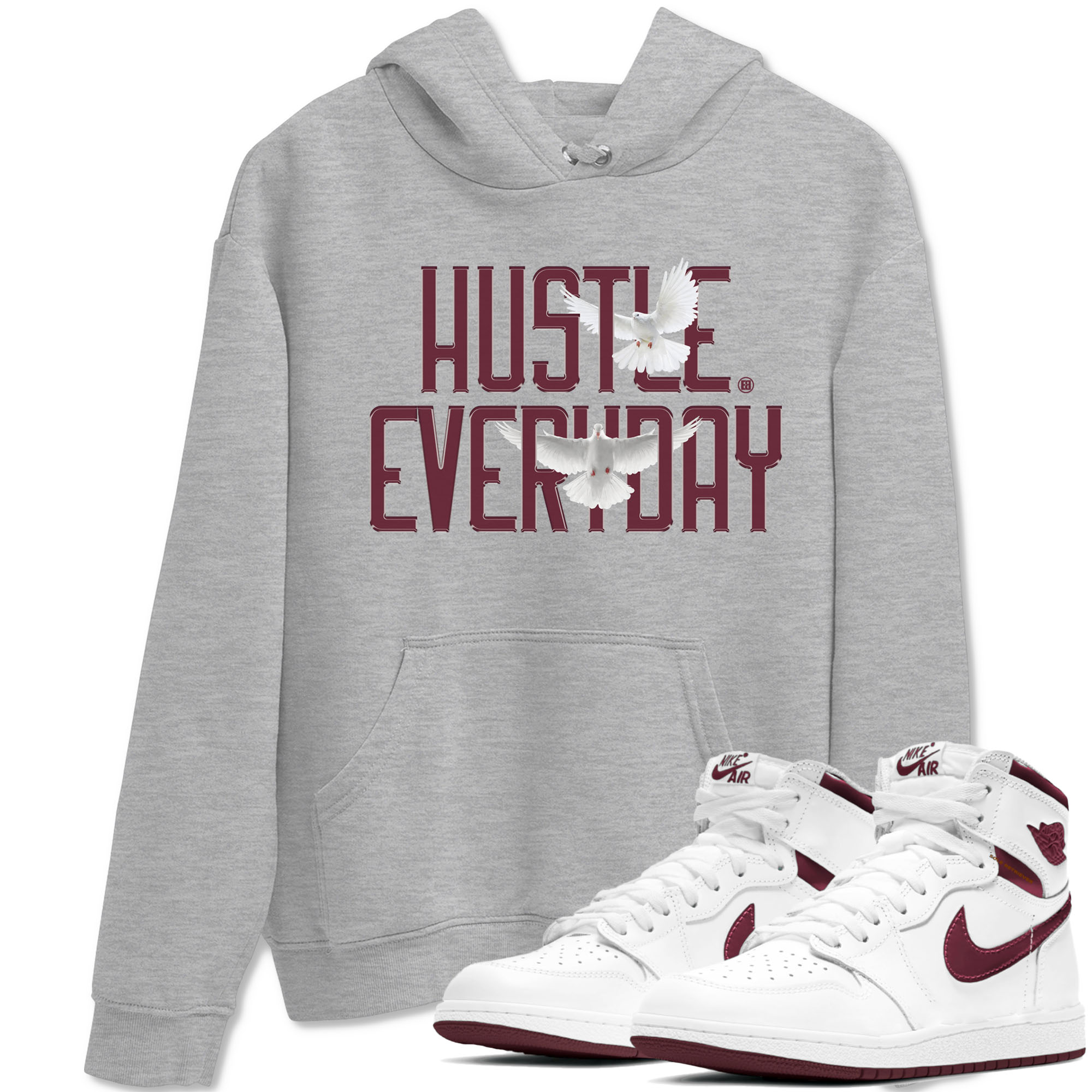 Daily Hustle snkmatch Tees - Air Jordan 1 Metallic Burgundy
