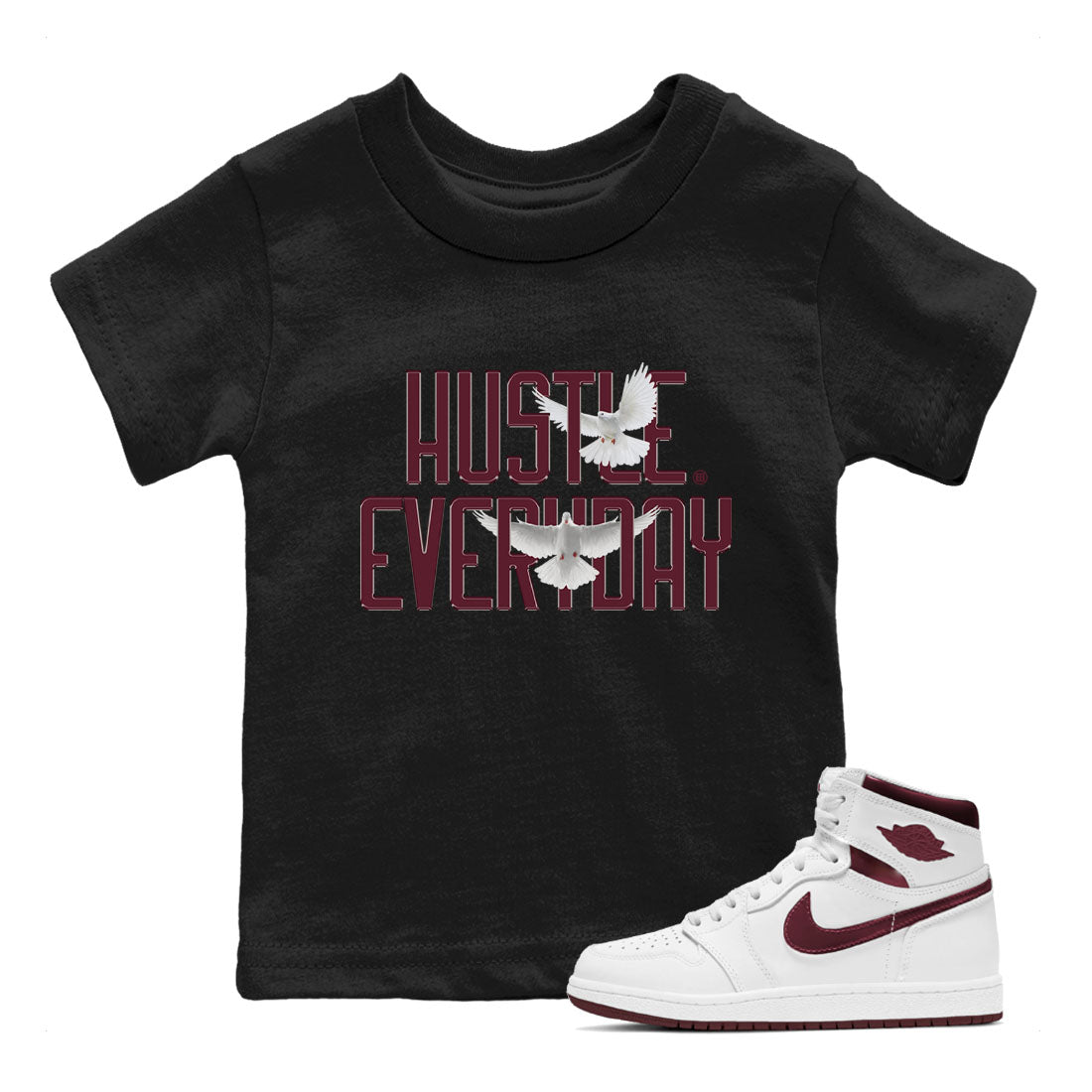 Daily Hustle snkmatch Tees Kids - Air Jordan 1 Metallic Burgundy