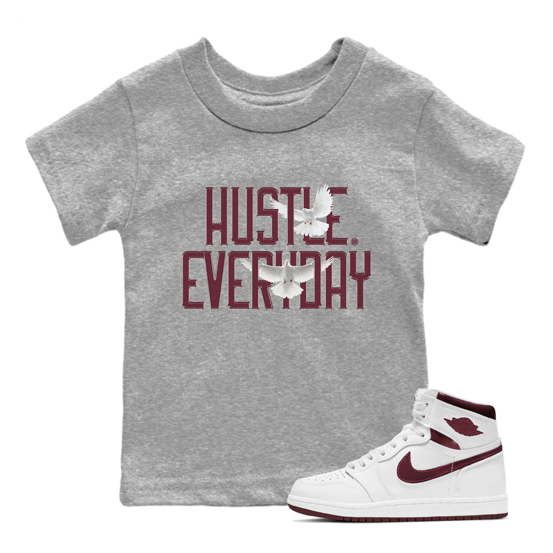 Daily Hustle snkmatch Tees Kids - Air Jordan 1 Metallic Burgundy