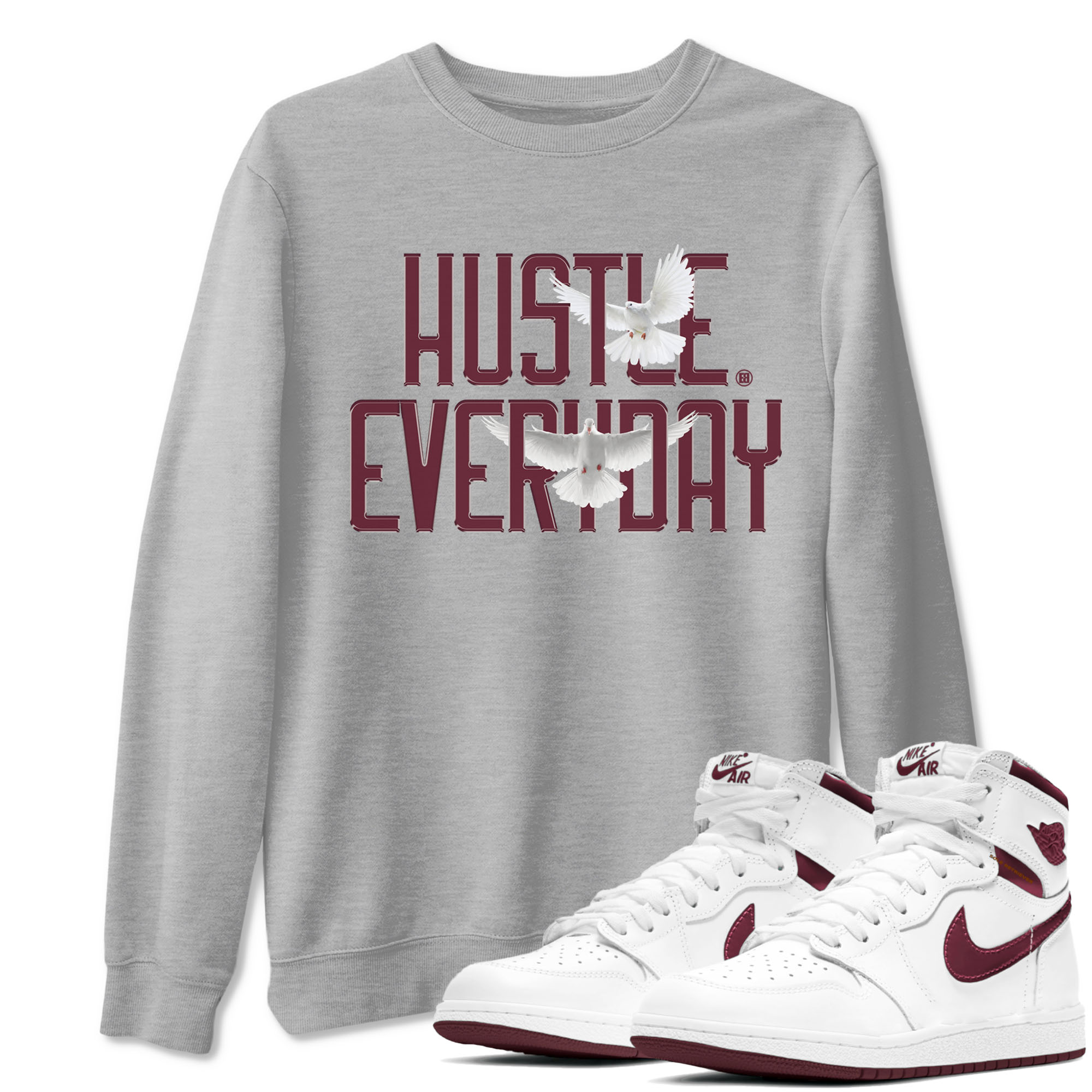 Daily Hustle snkmatch Tees - Air Jordan 1 Metallic Burgundy