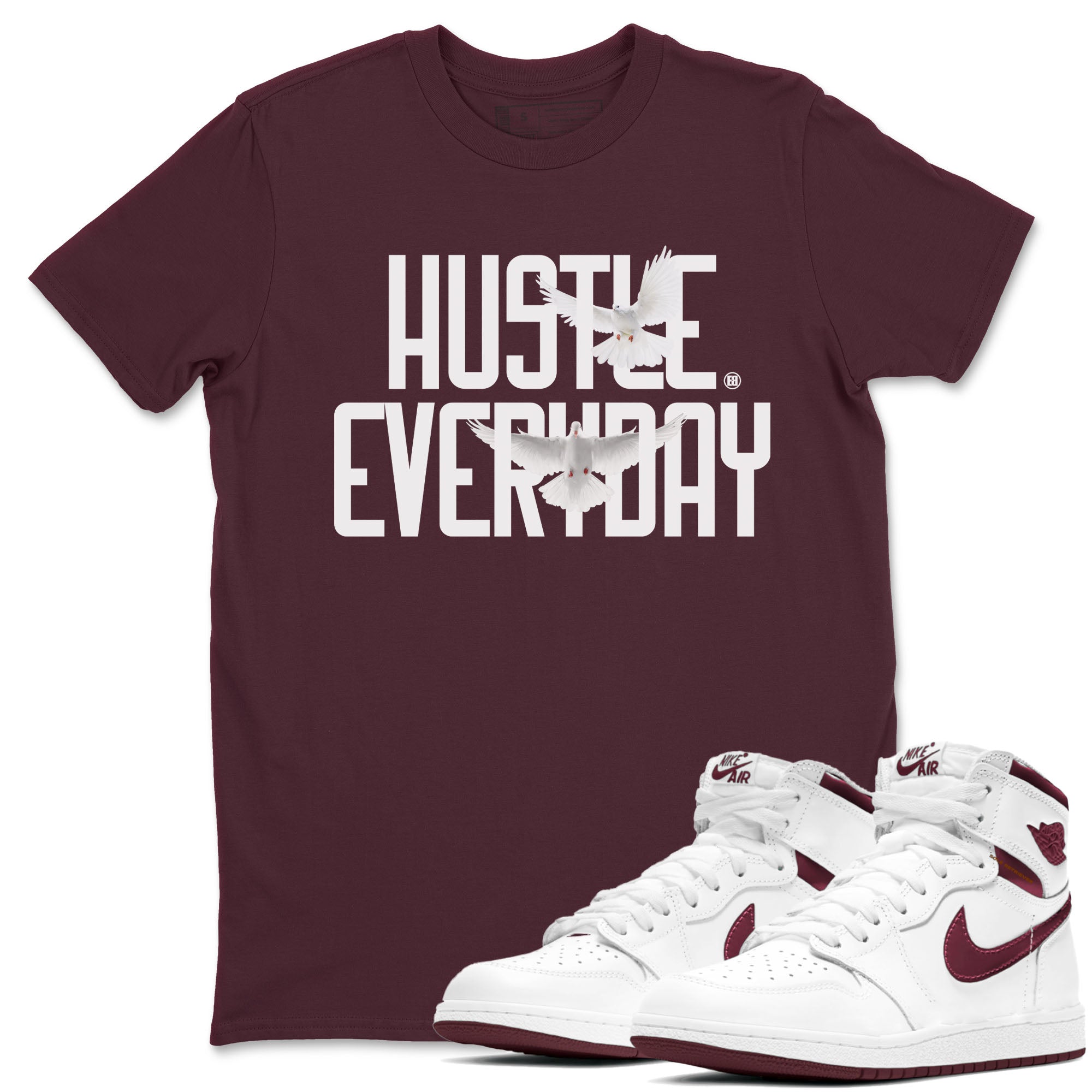 Daily Hustle snkmatch Tees - Air Jordan 1 Metallic Burgundy