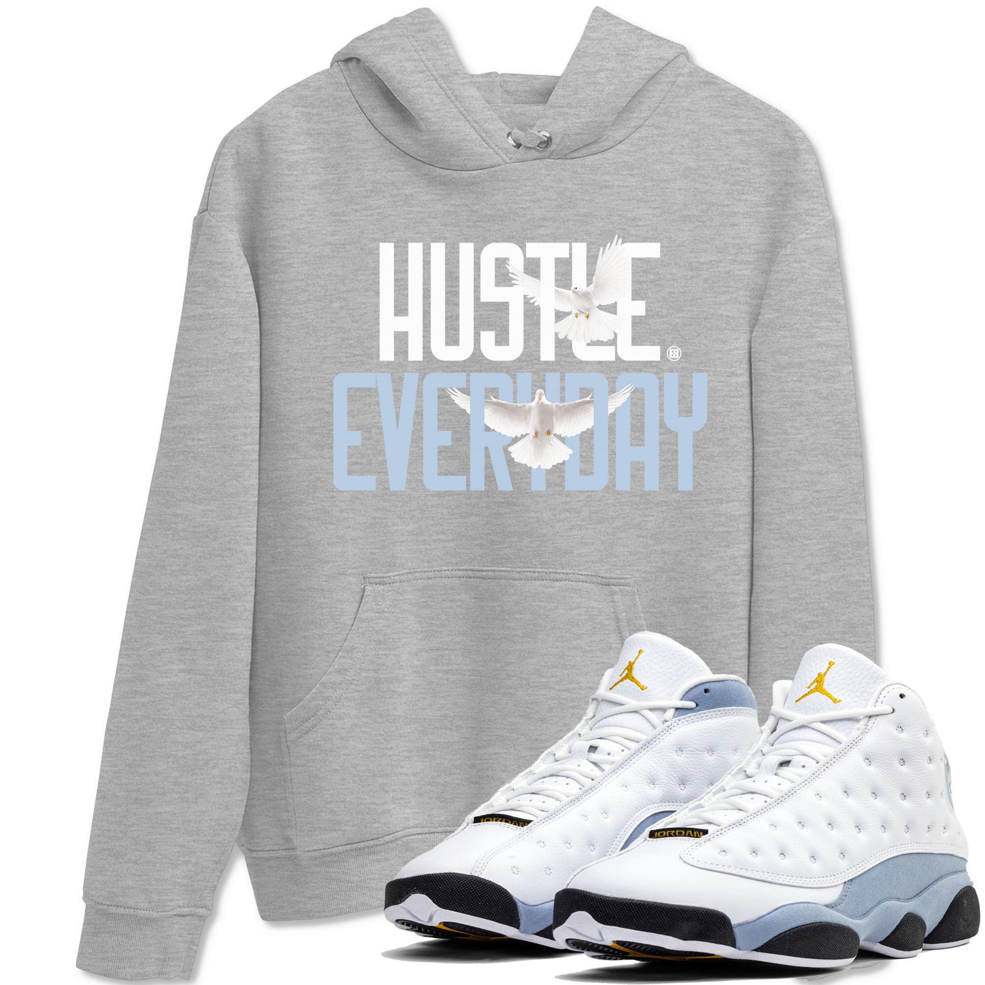 Daily Hustle snkmatch Tees - Air Jordan 13 Blue Grey