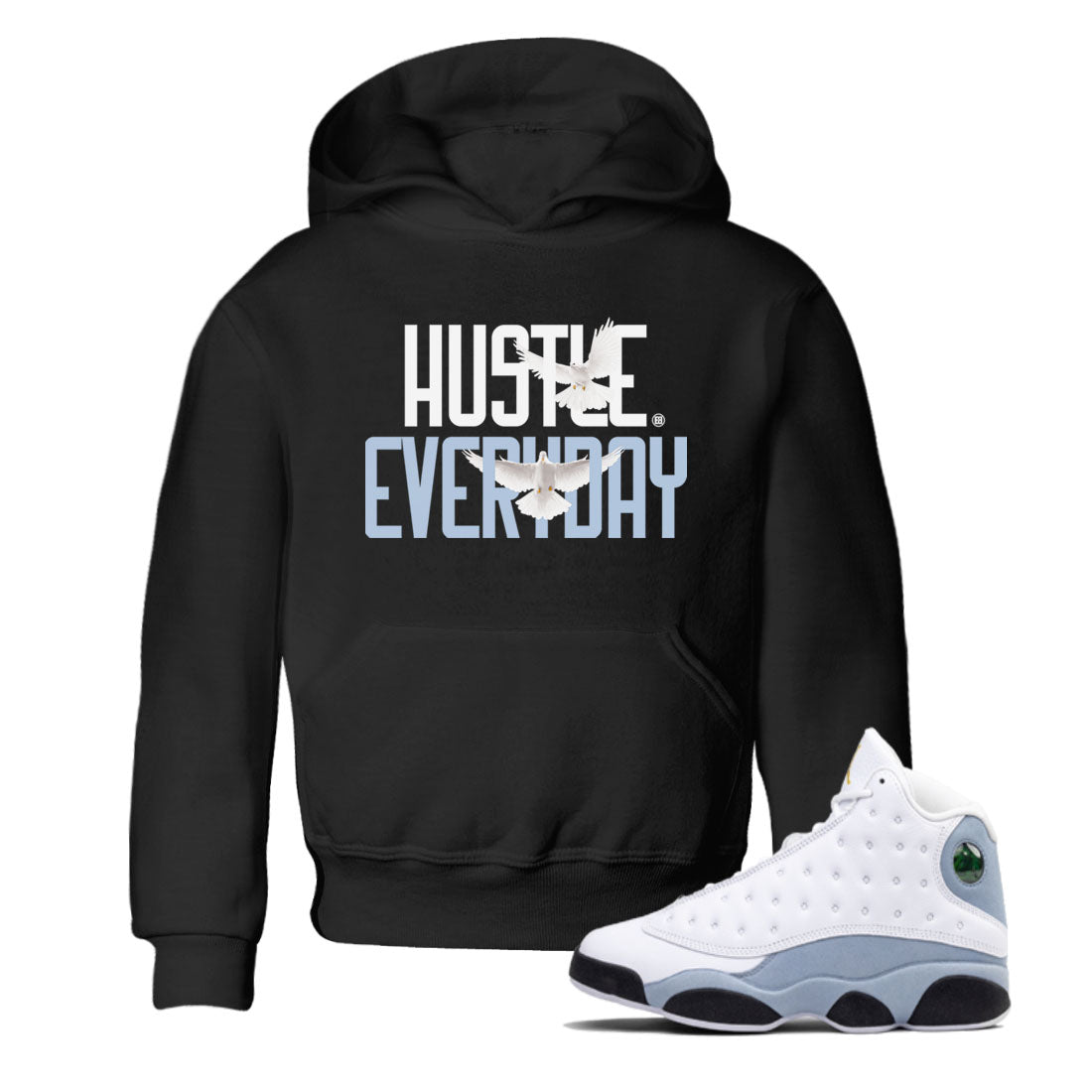 Daily Hustle snkmatch Tees Kids - Air Jordan 13 Blue Grey