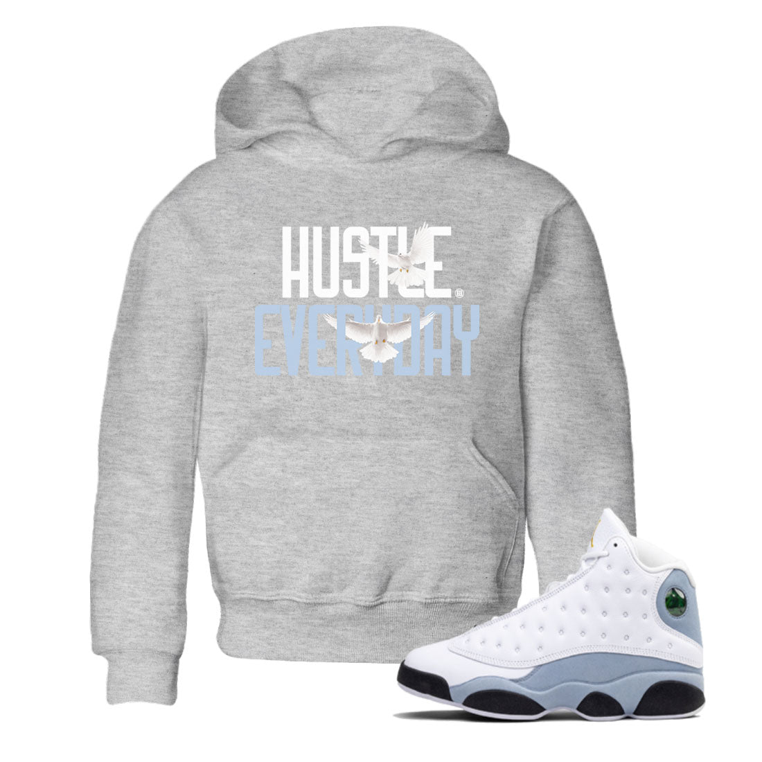 Daily Hustle snkmatch Tees Kids - Air Jordan 13 Blue Grey
