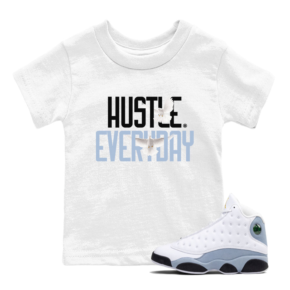 Daily Hustle snkmatch Tees Kids - Air Jordan 13 Blue Grey