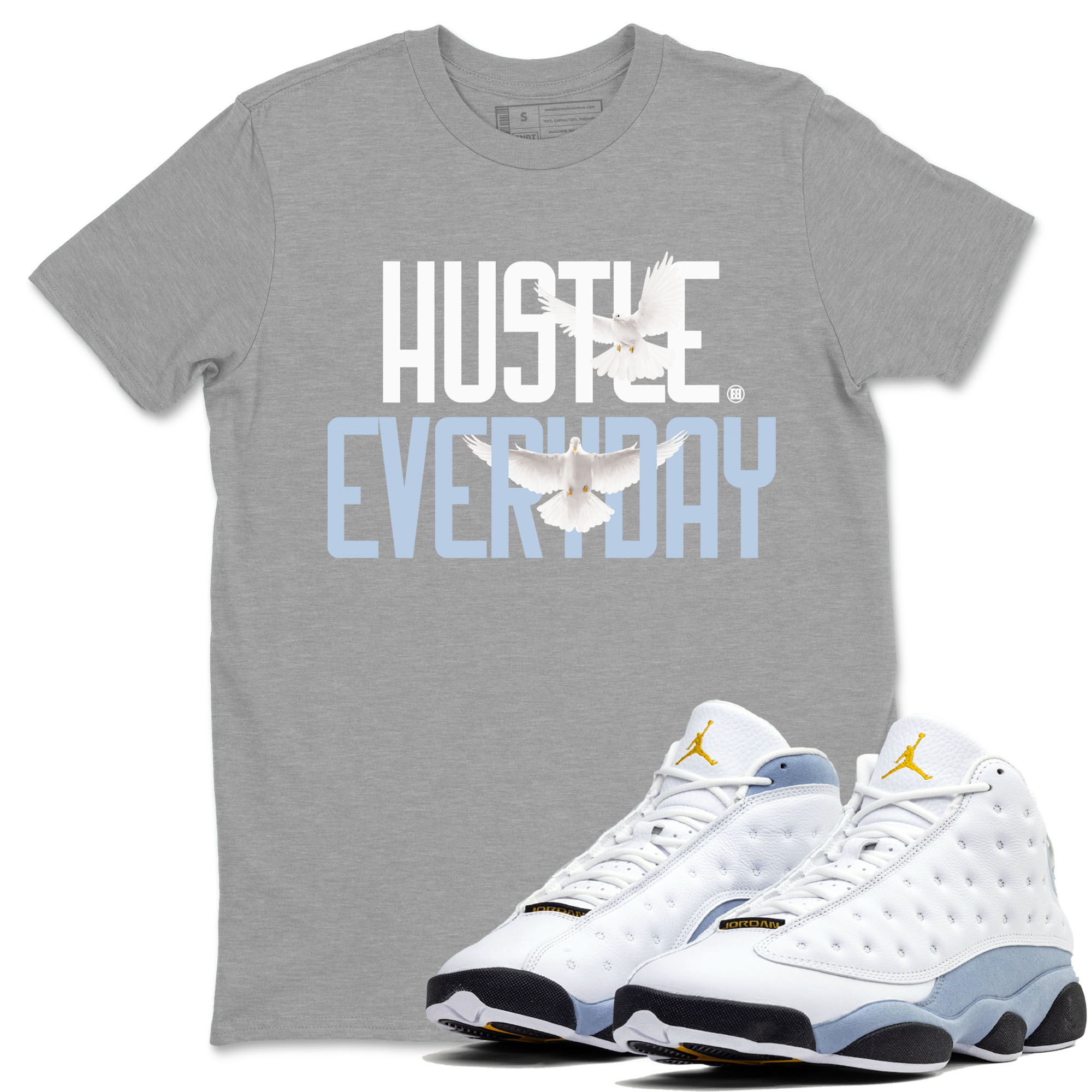 Daily Hustle snkmatch Tees - Air Jordan 13 Blue Grey