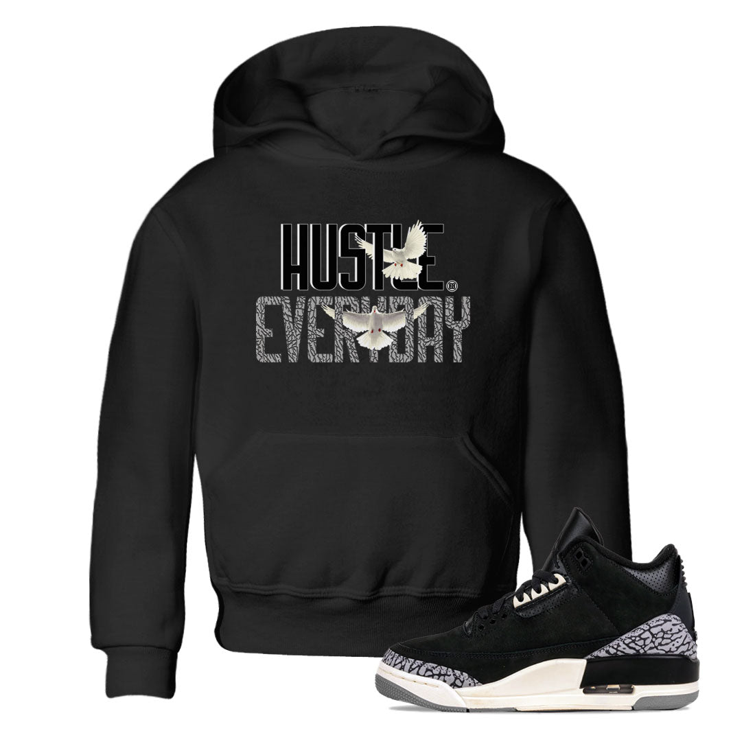 Daily Hustle snkmatch Tee Kids - Air Jordan 3 Off Noir