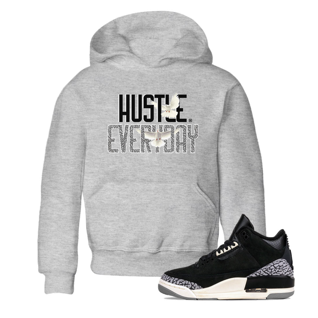Daily Hustle snkmatch Tee Kids - Air Jordan 3 Off Noir